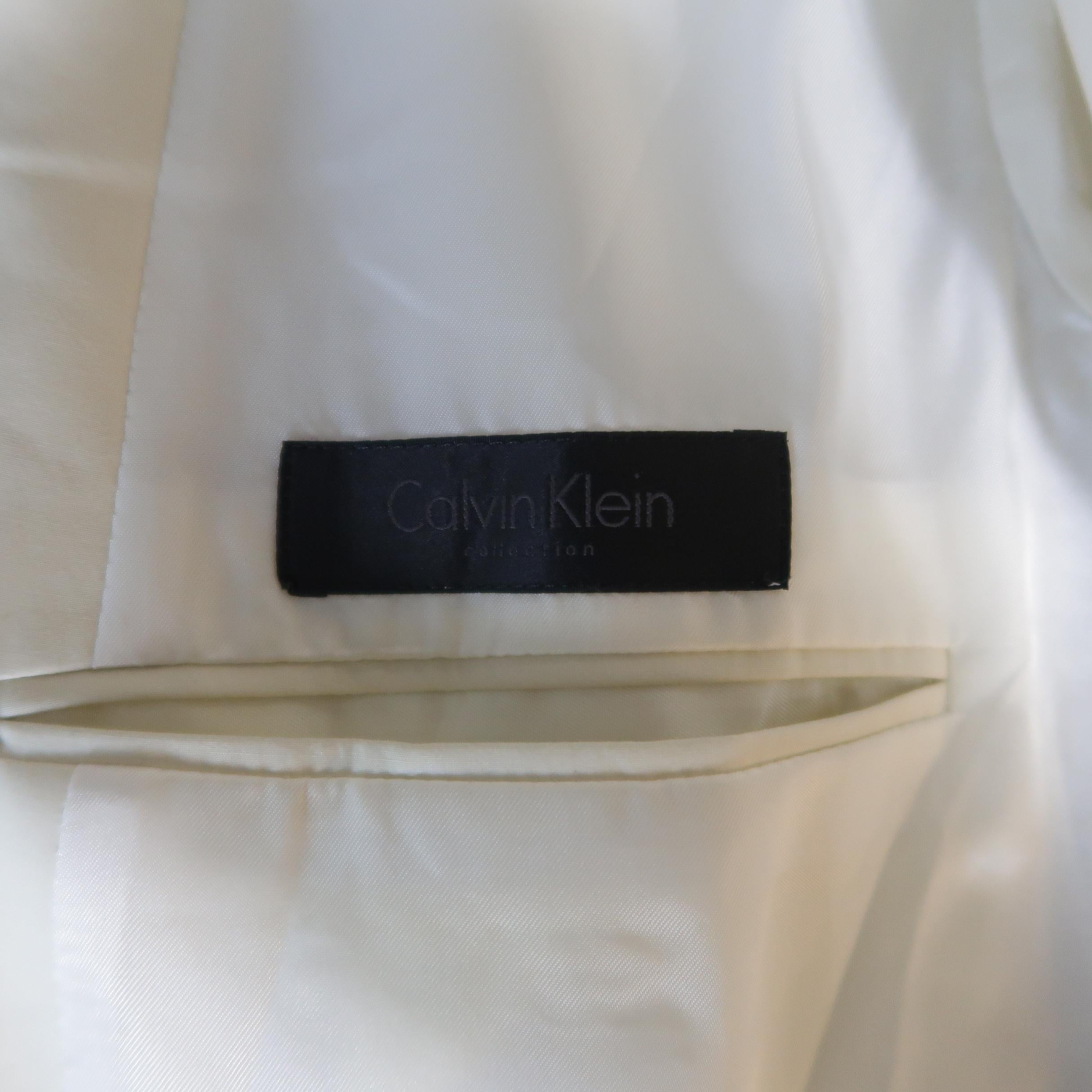 CALVIN KLEIN COLLECTION 42 Bone Cotton Double Breasted Sport Coat Jacket 1