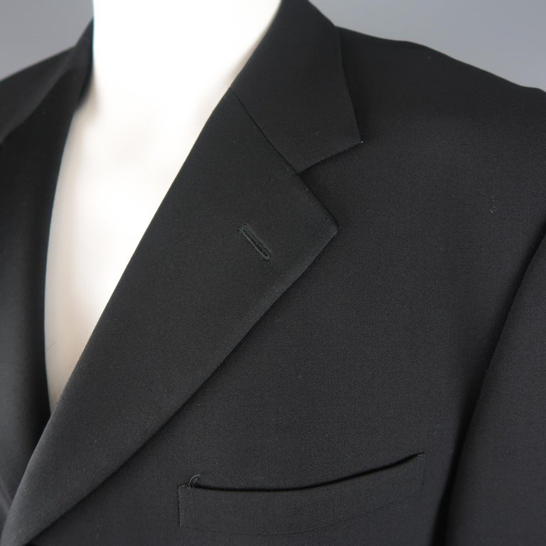 V2 by VERSACE 42 Regular Black Wool Blend Satin Lapel Tuxedo Sport Coat ...