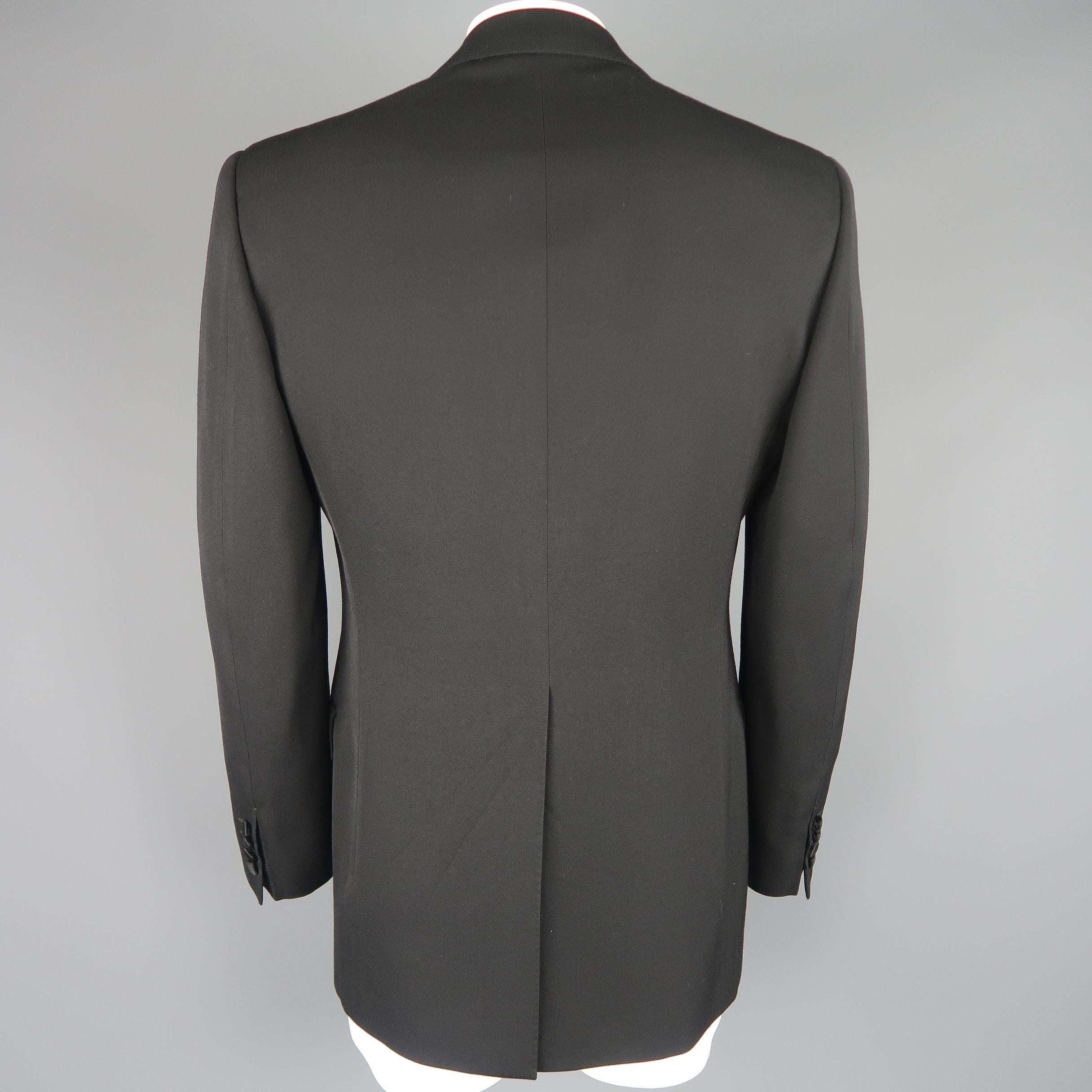 YVES SAINT LAURENT 42 Black Wool Satin Peak Lapel Le Smoking Jacket Sport Coat 1