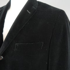 RALPH LAUREN 44 Long Black Cotton Velvet 3 Button Notch Lapel Sport Coat Jacket