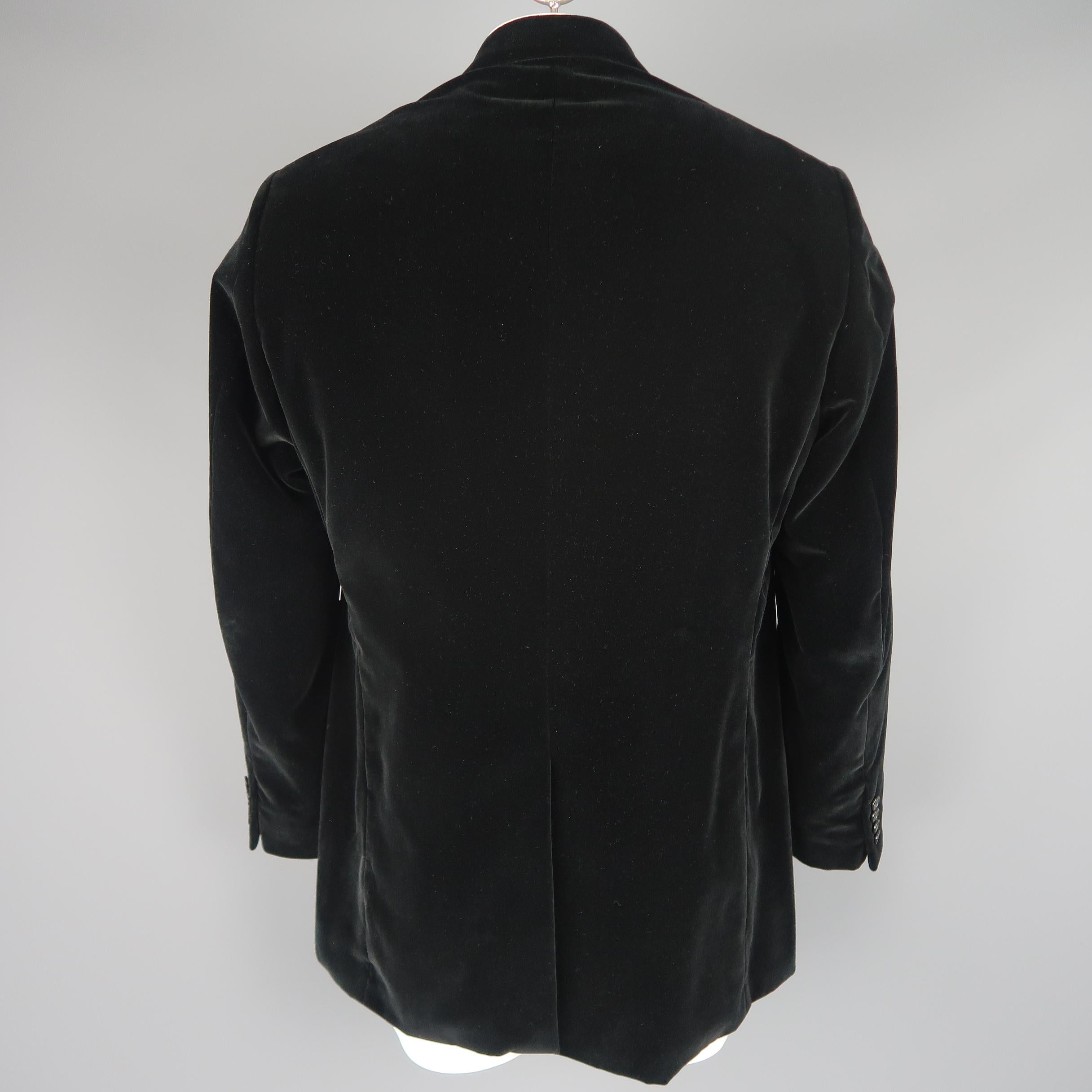 Men's RALPH LAUREN 44 Long Black Cotton Velvet 3 Button Notch Lapel Sport Coat Jacket