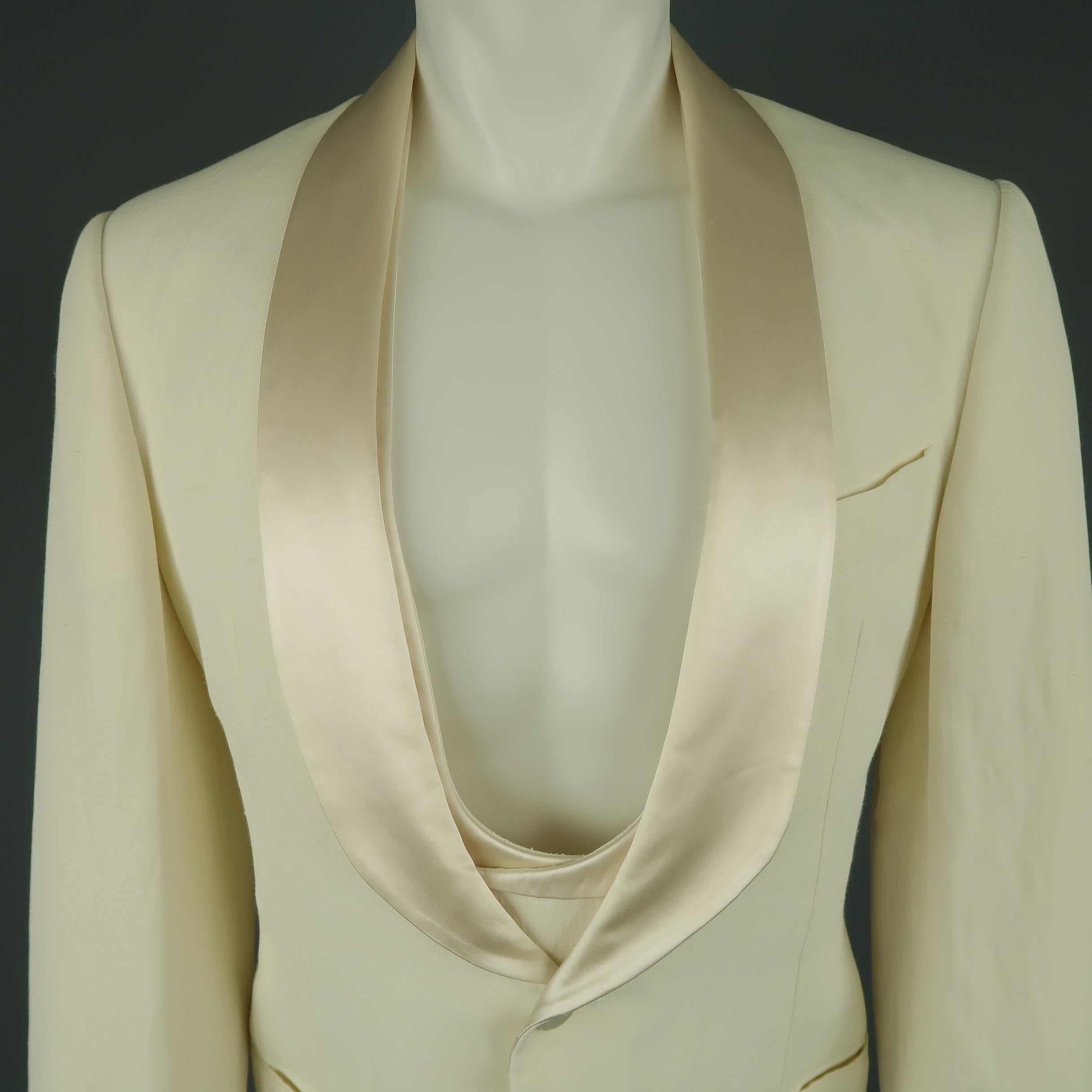 Gray Giorgio Armani Cream Shawl Collar Tuxedo Sport Coat and Vest Set