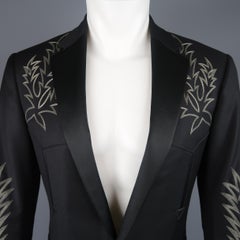 RALPH LAUREN 38 Black Western Cowboy Embroidered Wool Sport Coat Jacket