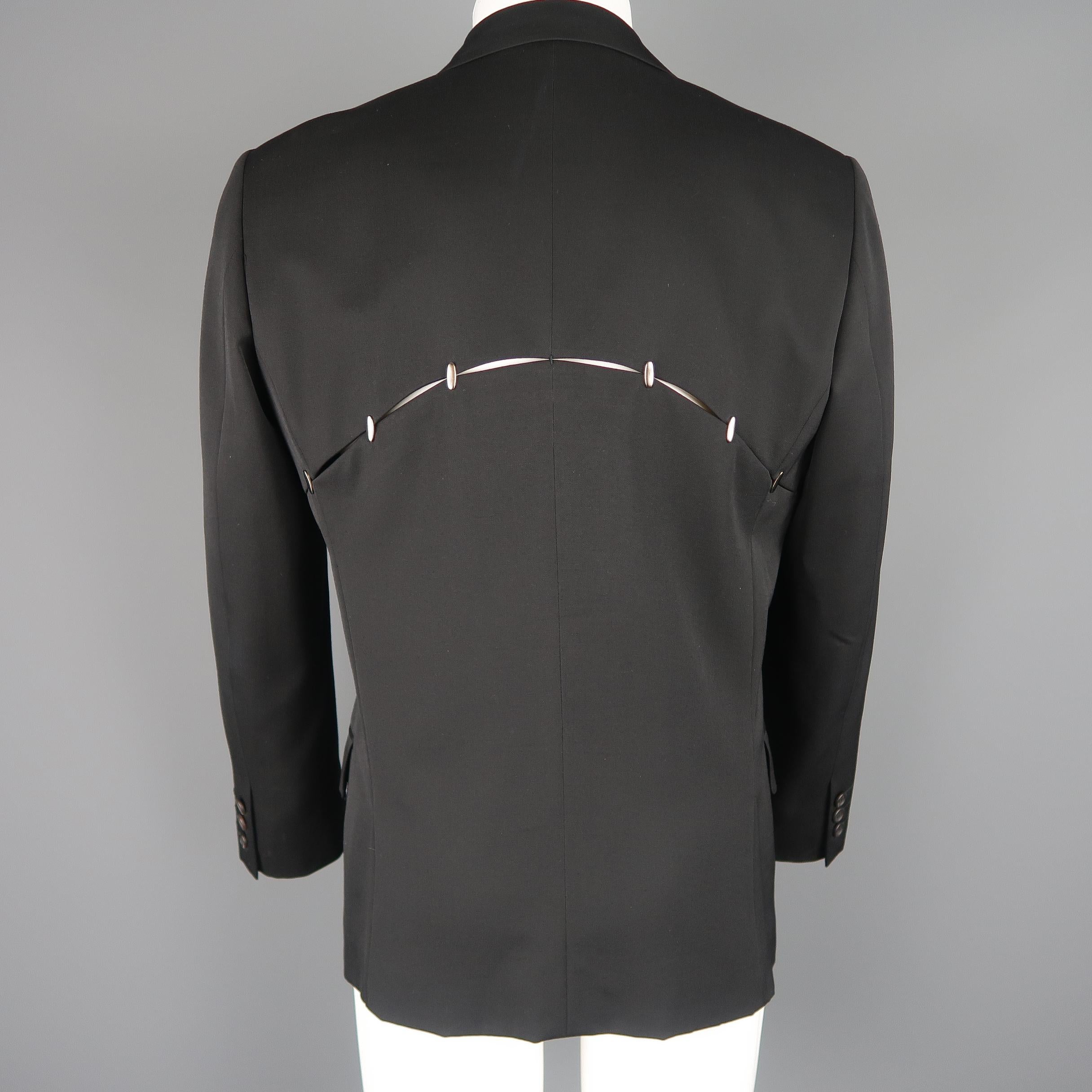 Men's Issey Miyake Black Wool Studded Slit Cutout Sport Coat Jacket