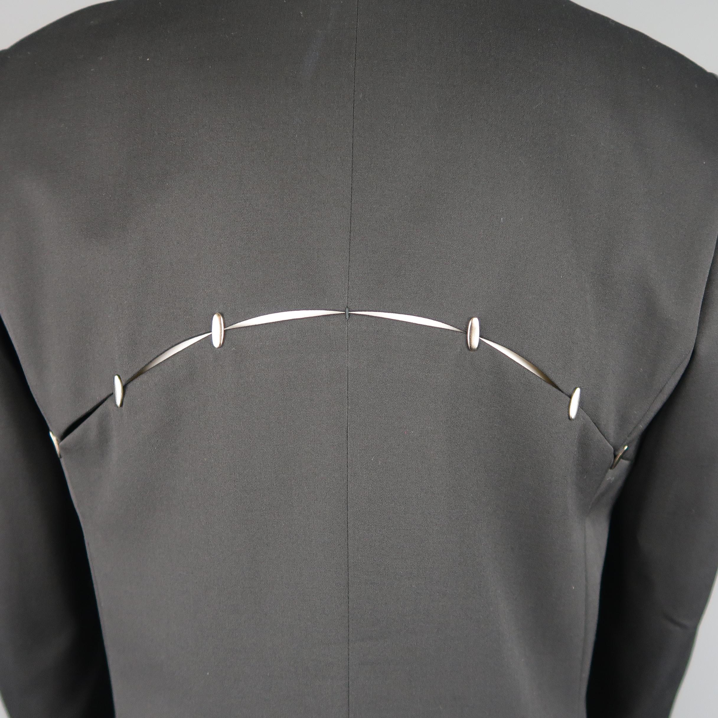Issey Miyake Black Wool Studded Slit Cutout Sport Coat Jacket 1