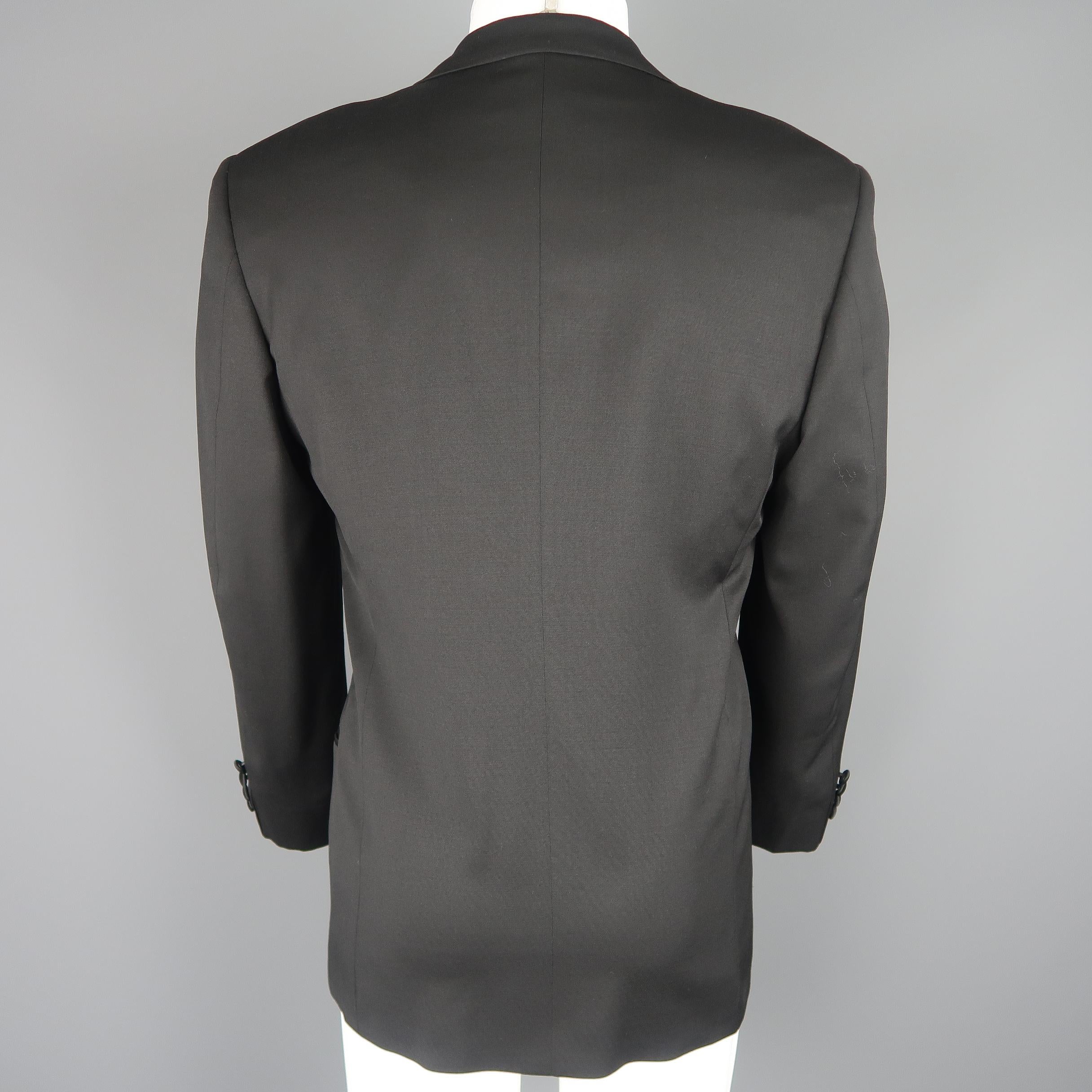Men's VALENTINO 38 Black Wool Satin Notch Lapel Tuxedo Sport Coat Jacket