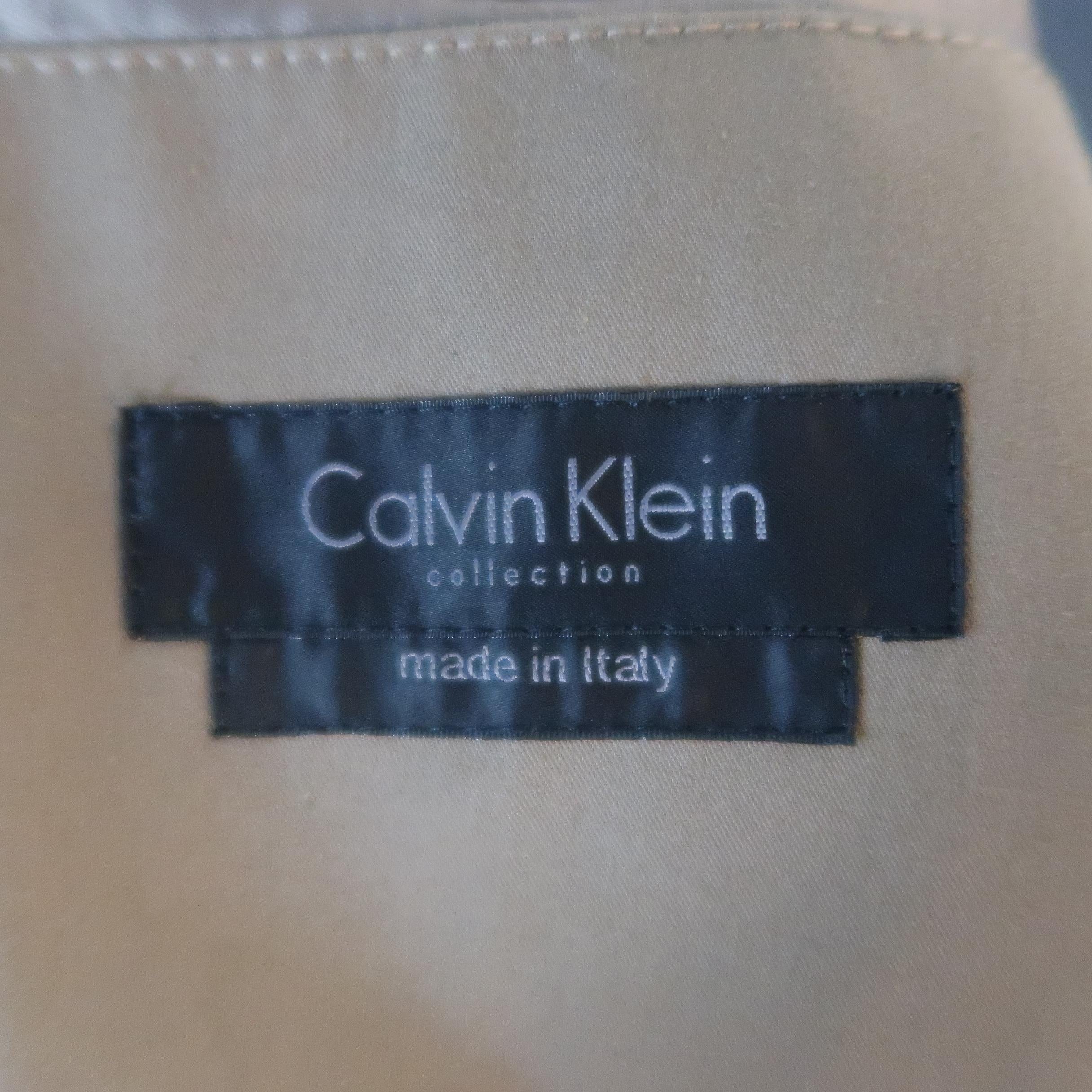 Brown CALVIN KLEIN COLLECTION 38 Taupe Cotton Blend Notch Lapel Sport Coat Jacket