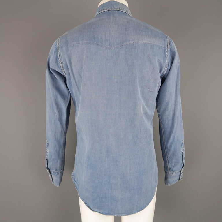 45rpm Size M Indigo Wash Cotton Denim Long Sleeve Western Shirt at 1stDibs