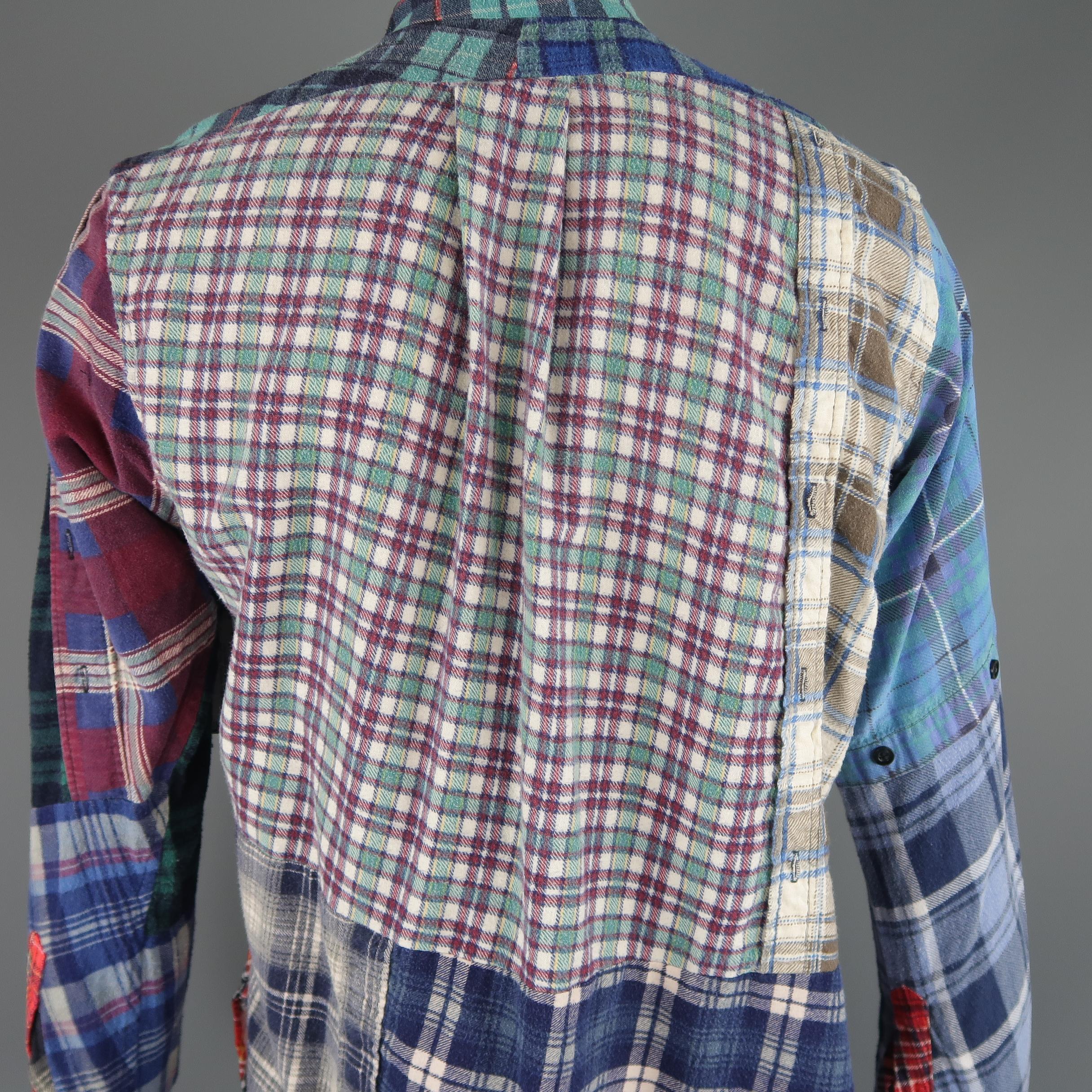 Rebuild by Needles Multi-Color Patchwork Plaid Cotton Flannel Shirt 2