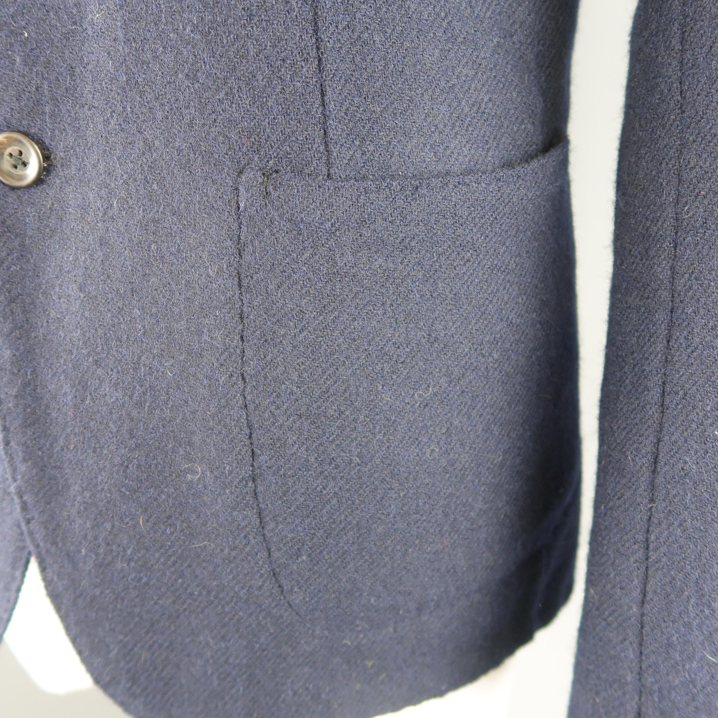 45rpm L Navy Wool Twill Patch Pocket Soft Shoulder Sport Coat In Excellent Condition In San Francisco, CA