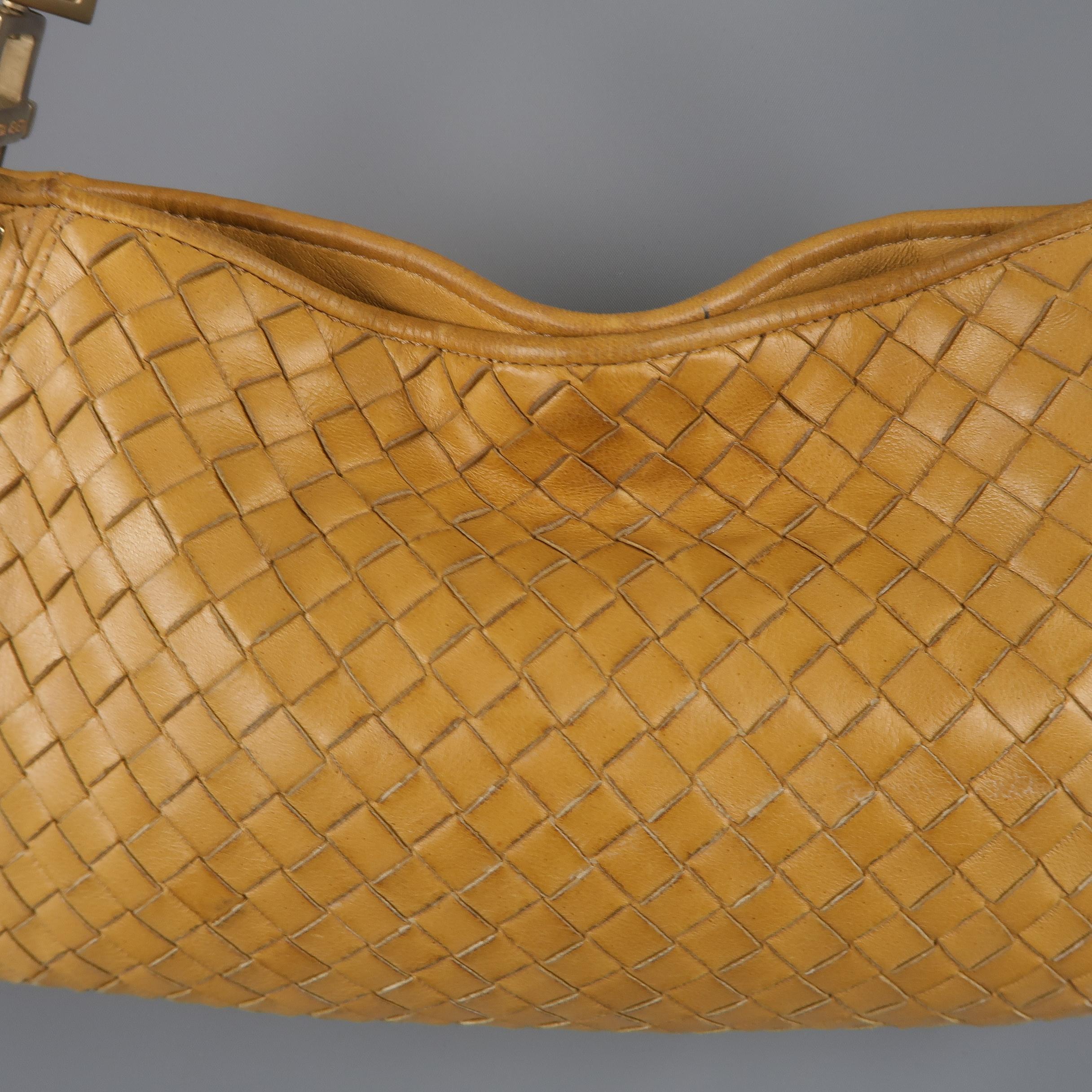 BOTTEGA VENETA Yellow Gold Intrecciato Leather Shoulder Bag 3