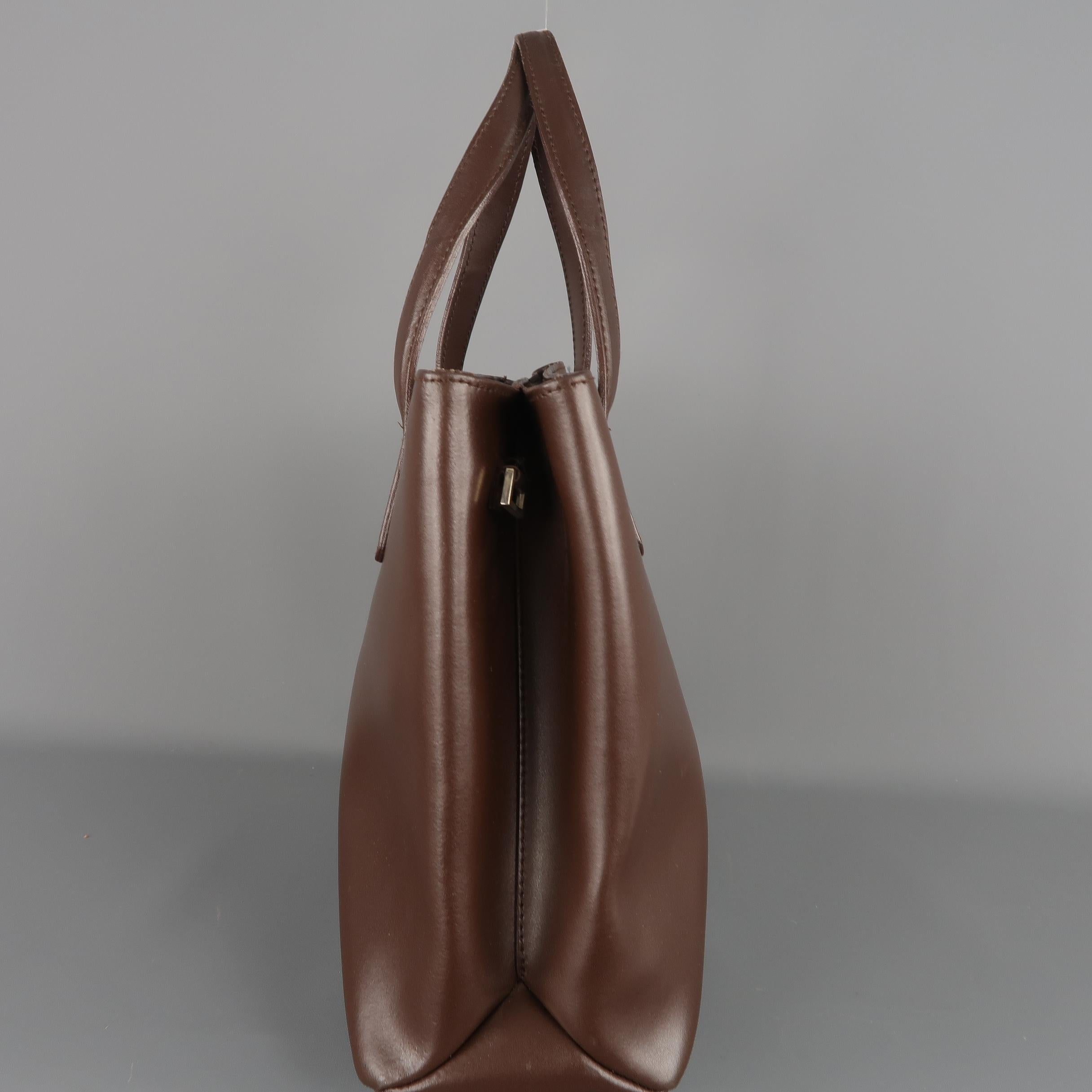 Women's FURLA Brown Leather Double Top Handle Shoulder Strap Handbag