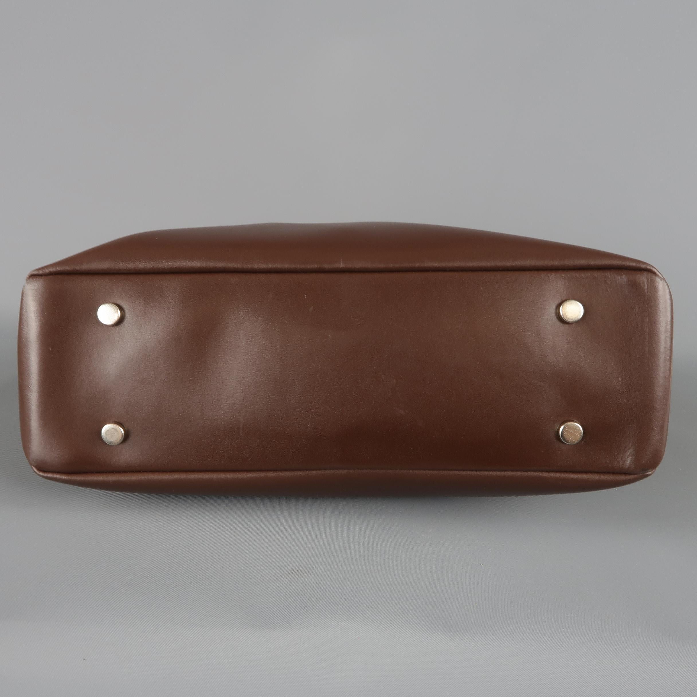 FURLA Brown Leather Double Top Handle Shoulder Strap Handbag 3