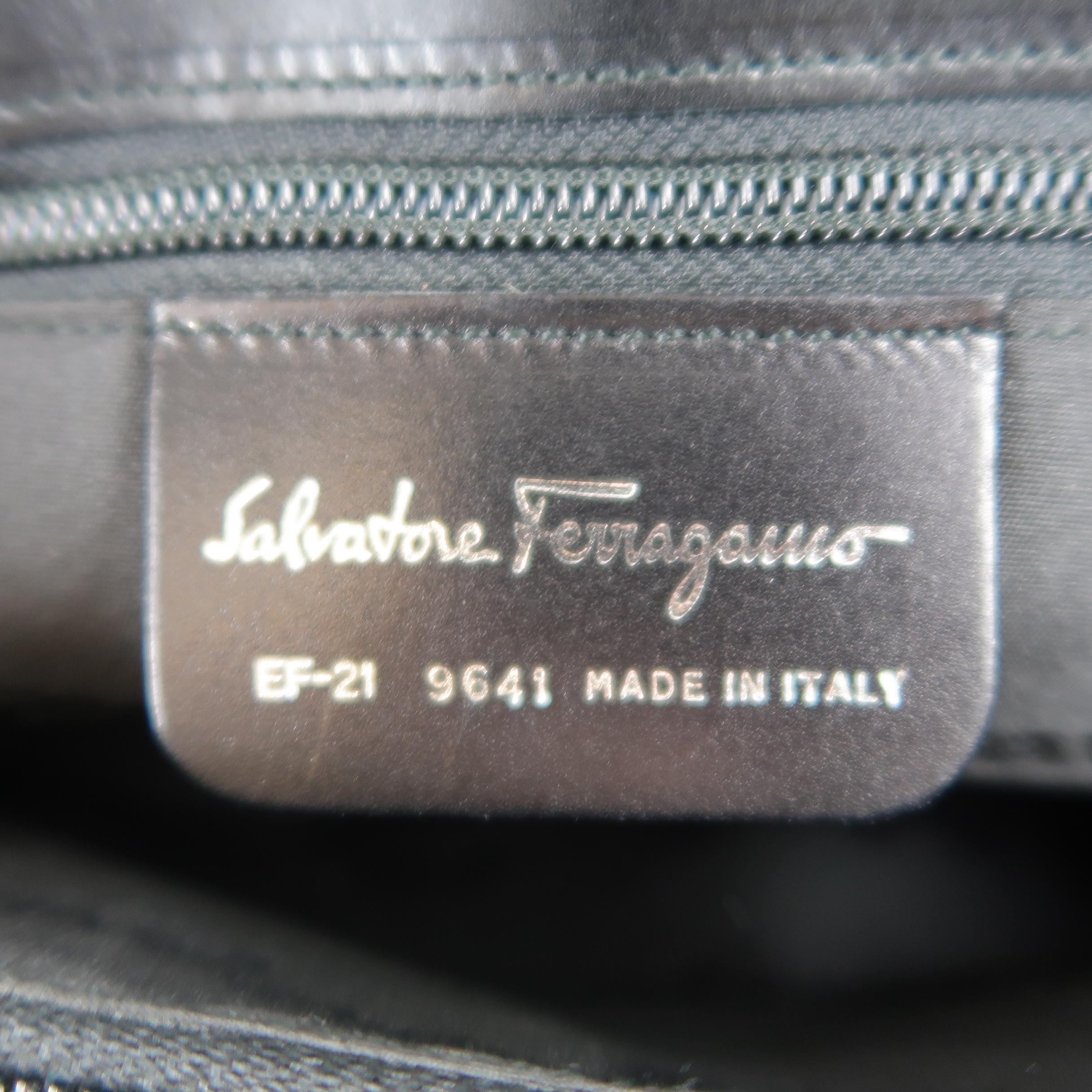 Vintage SALVATORE FERRAGAMO Black LeatherSilver Hardware Shoulder Bag  7