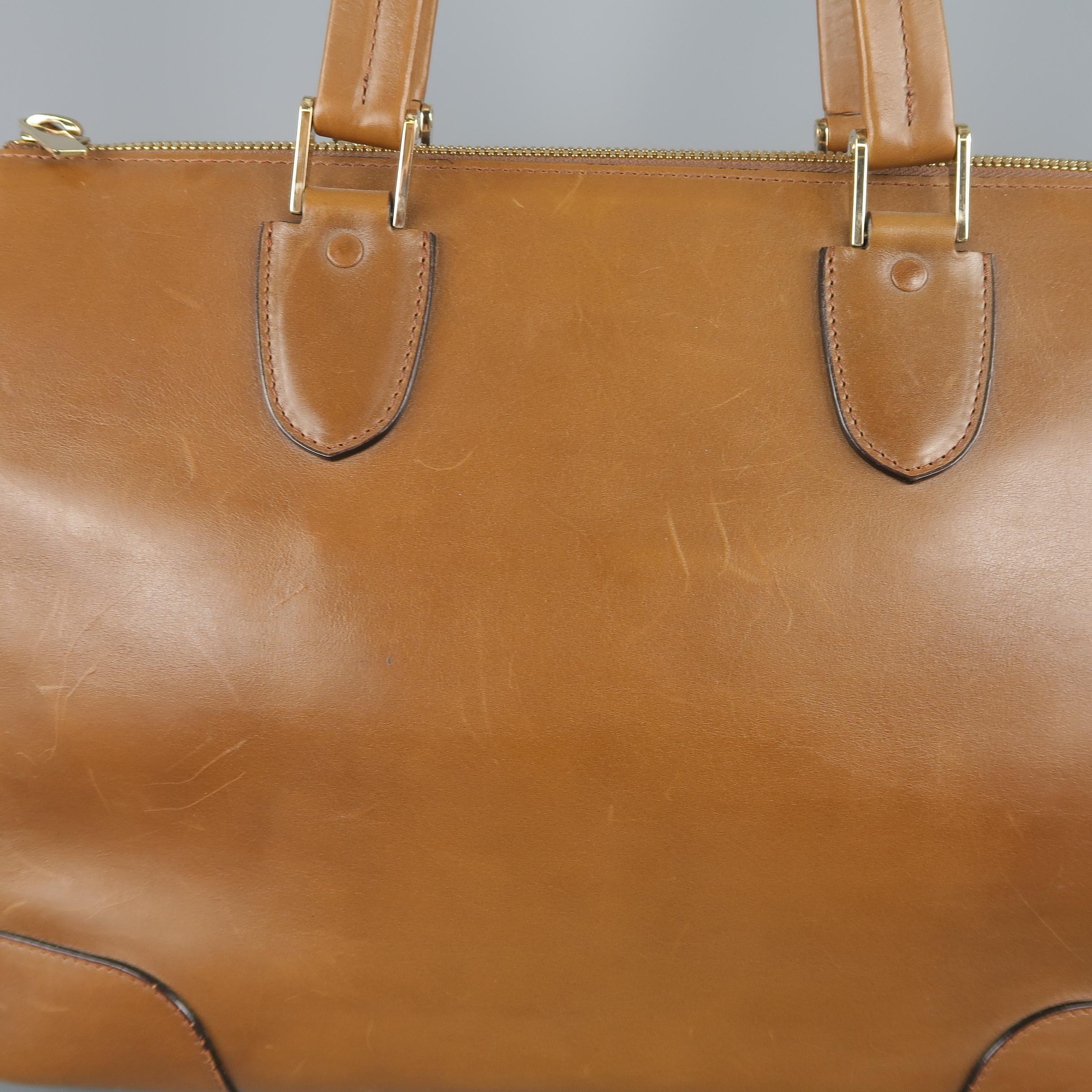 VALEXTRA Light Brown Leather Babila Tote Top Handle Handbag 2