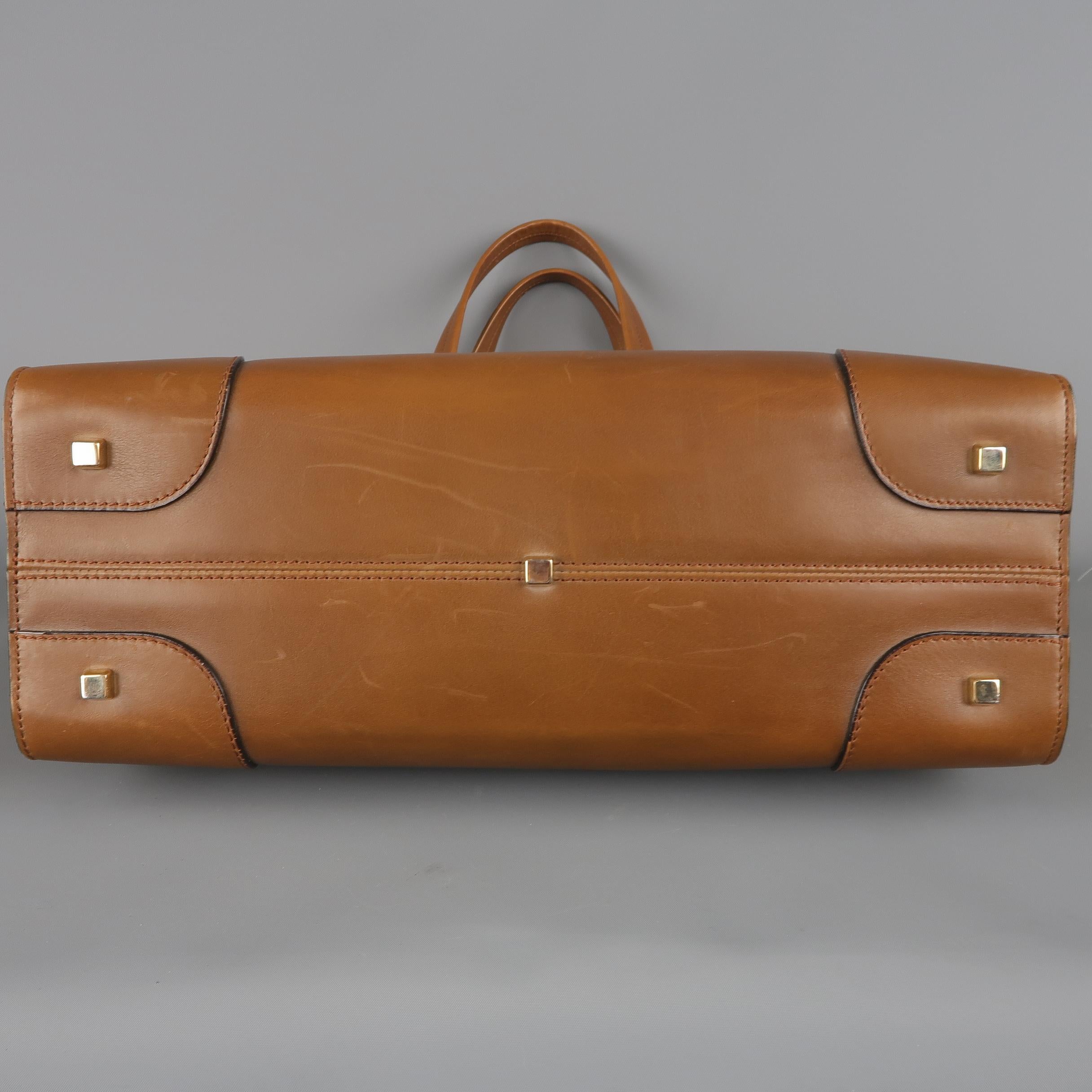 VALEXTRA Light Brown Leather Babila Tote Top Handle Handbag 4