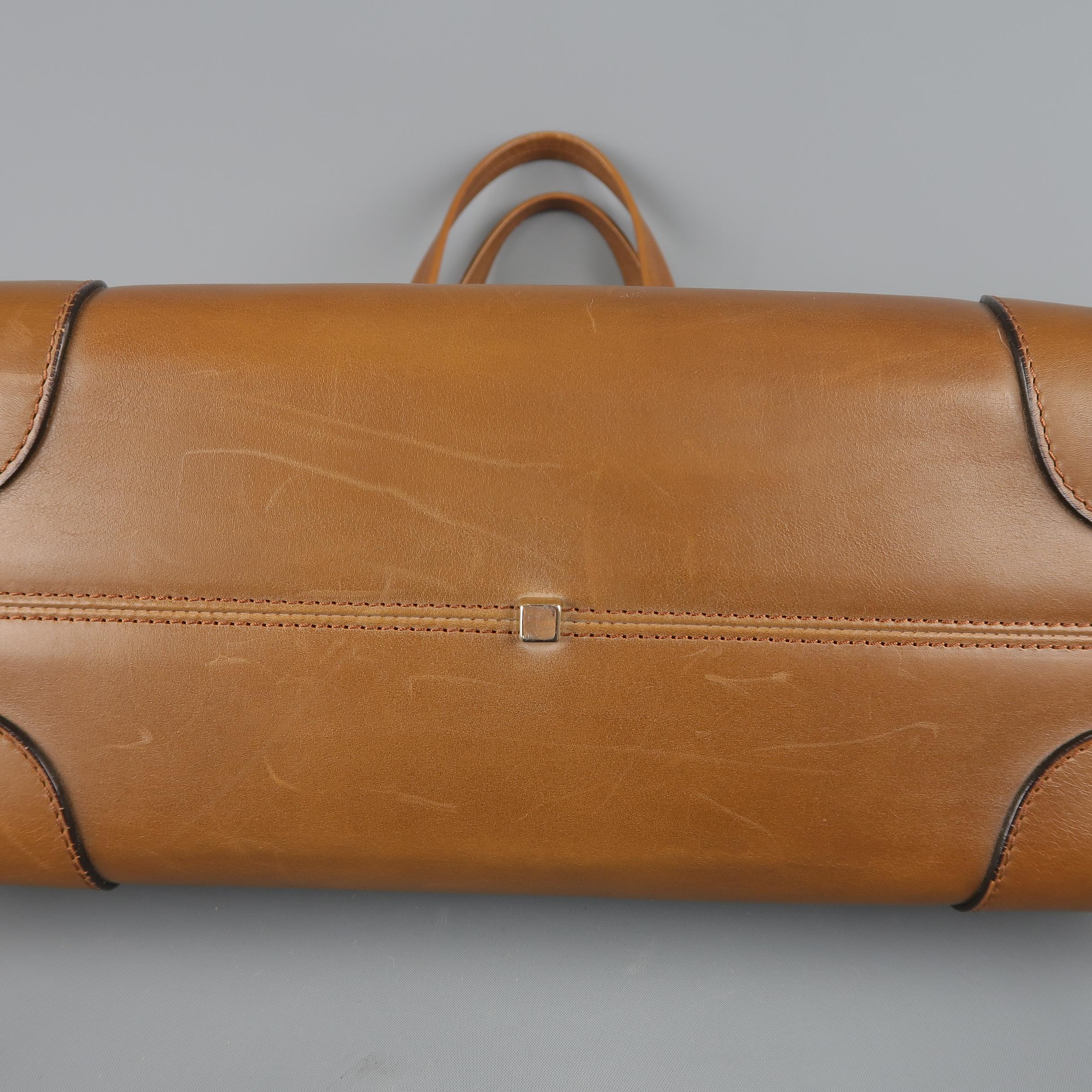 VALEXTRA Light Brown Leather Babila Tote Top Handle Handbag 5