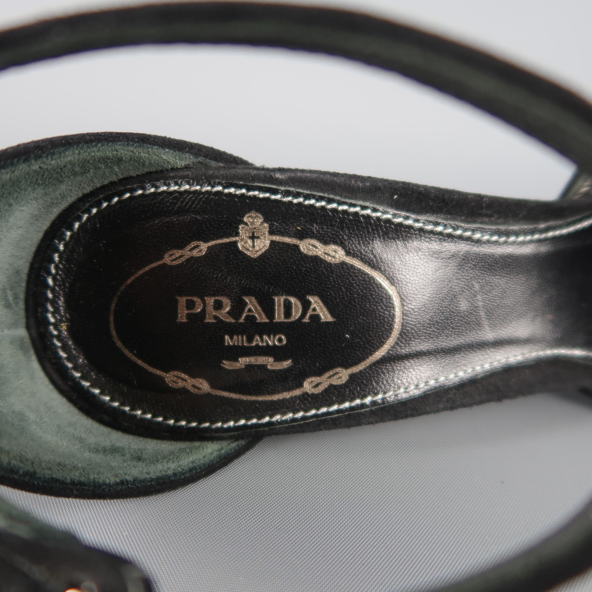 PRADA Size 7.5 Black Suede Ankle Strap Platform Pumps / Heels 1