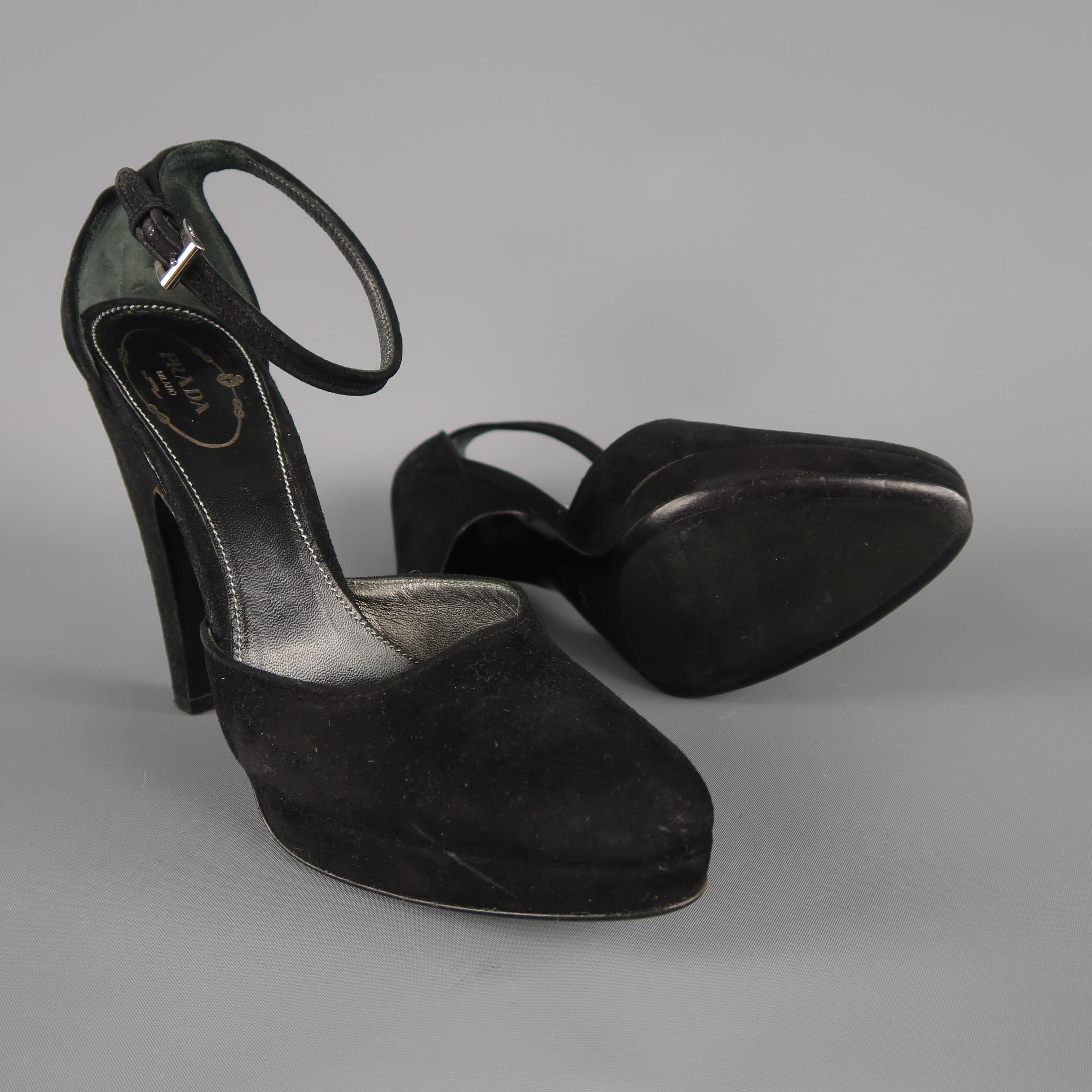 black ankle strap platform pu heels