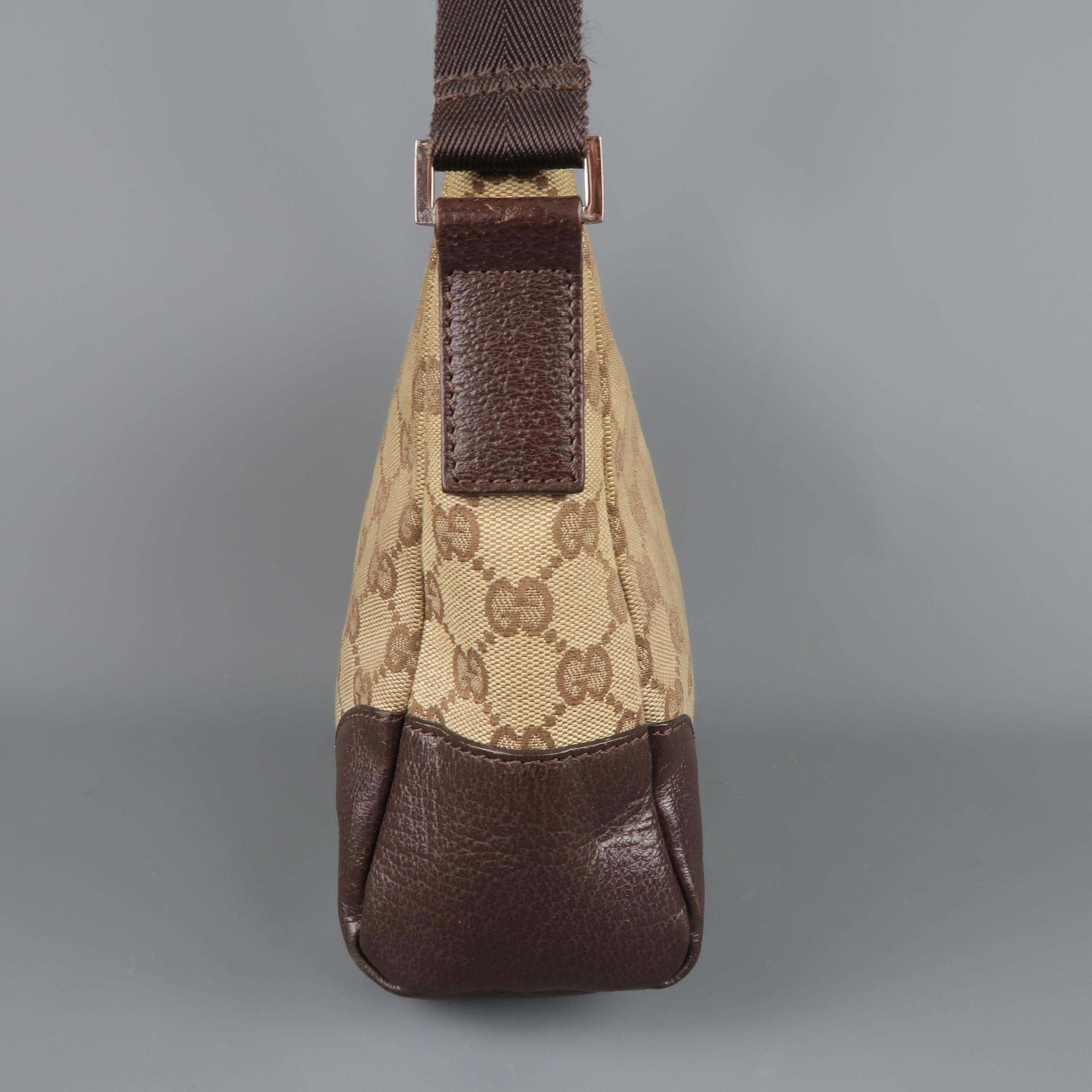 Brown Vintage GUCCI Tan Guccissima Monogram Canvas Cross Body Handbag