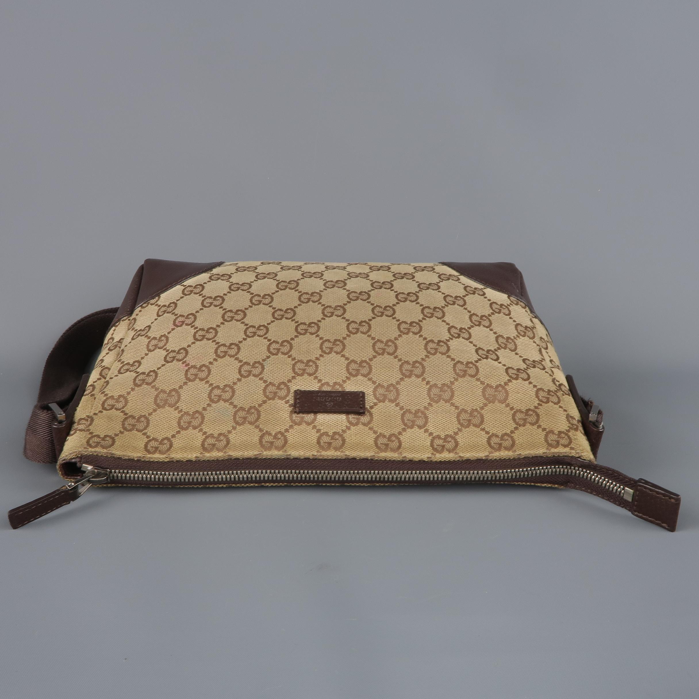 Vintage GUCCI Tan Guccissima Monogram Canvas Cross Body Handbag 2