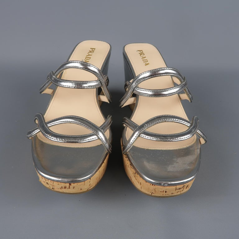 prada silver flat sandals