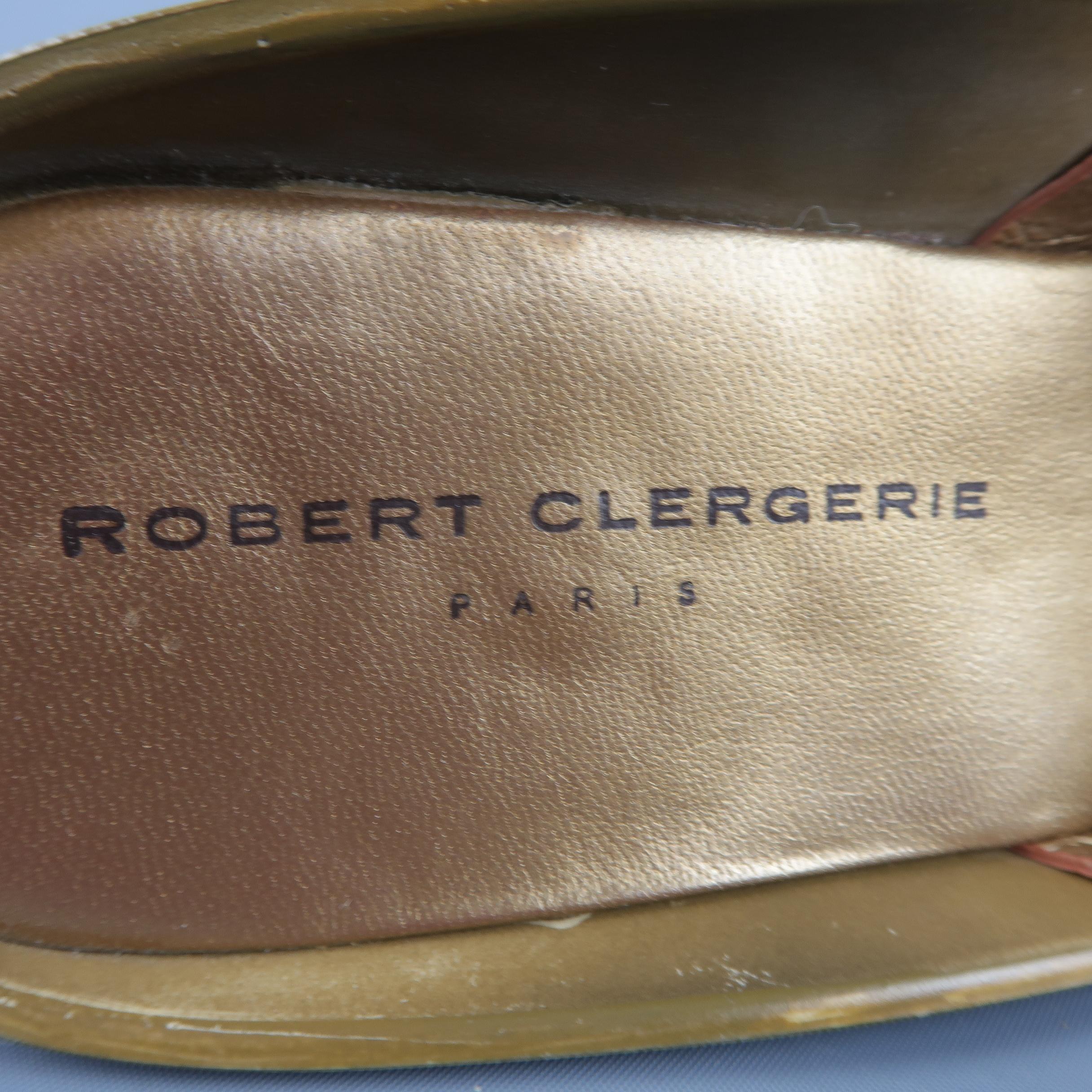 ROBERT CLERGERIE Size 10 Tan Leather Platform Clog Sandals 3