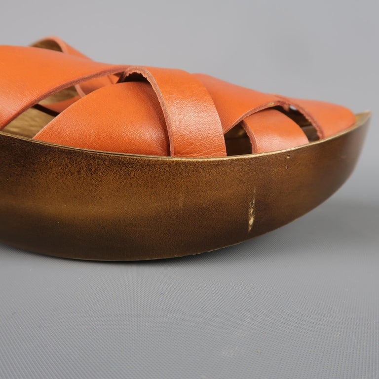 ROBERT CLERGERIE Size 10 Tan Leather Platform Clog Sandals at 1stDibs