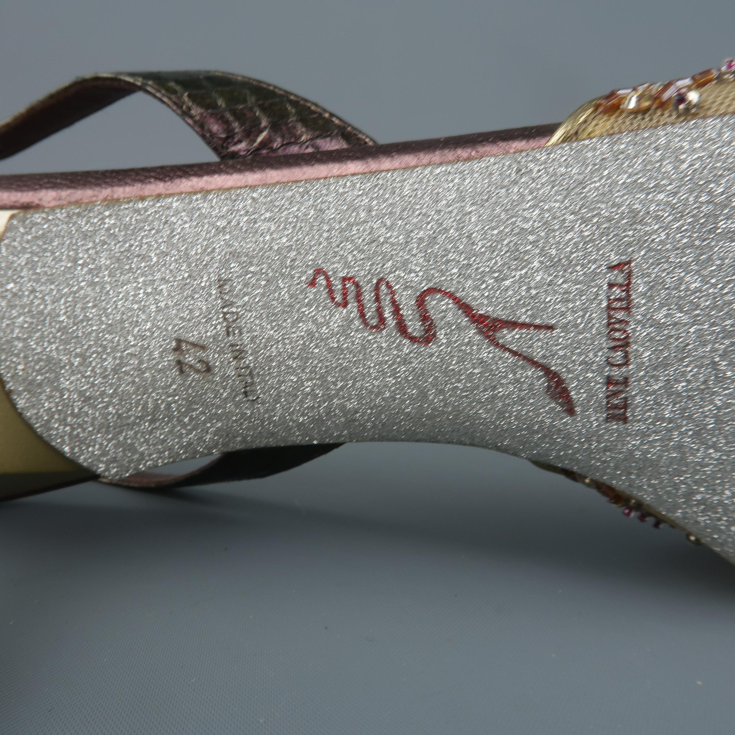 Women's RENE CAOVILLA Size 12 Gold Jeweled Mesh Slingback Pumps Heels