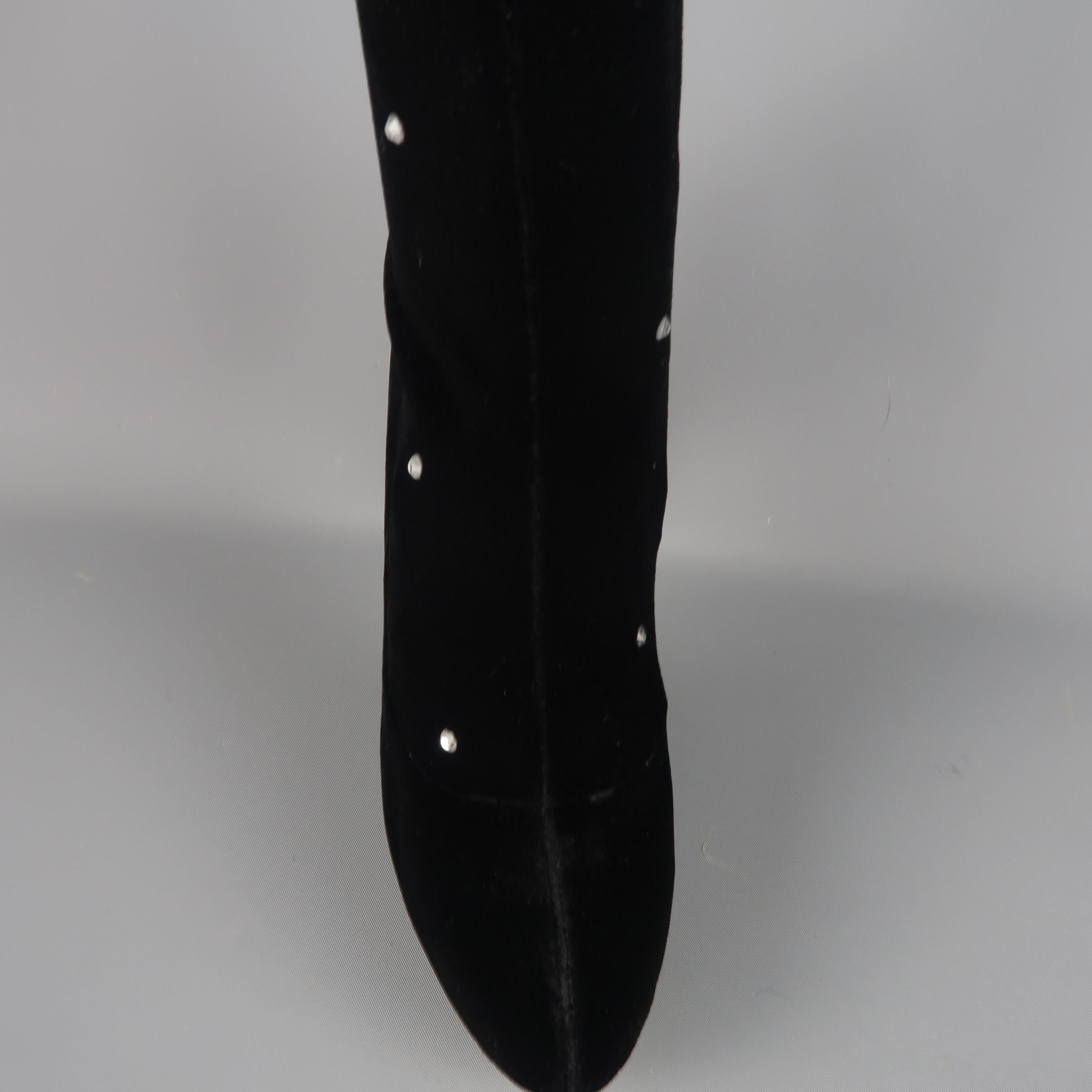 Women's CHARLOTTE OLYMPIA Boots - Size US 7 - Black Velvet Over The Knee Heels