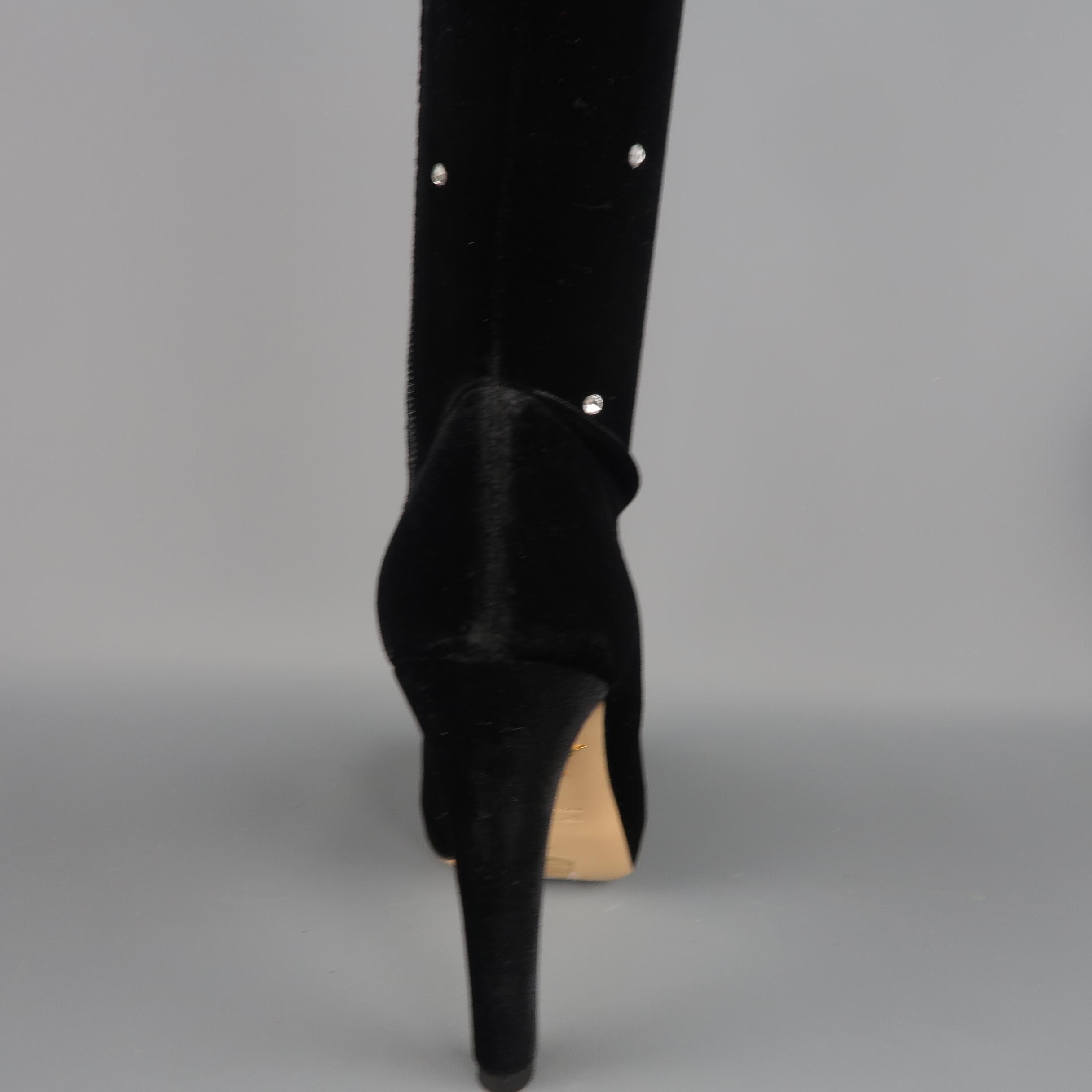 CHARLOTTE OLYMPIA Boots - Size US 7 - Black Velvet Over The Knee Heels 1