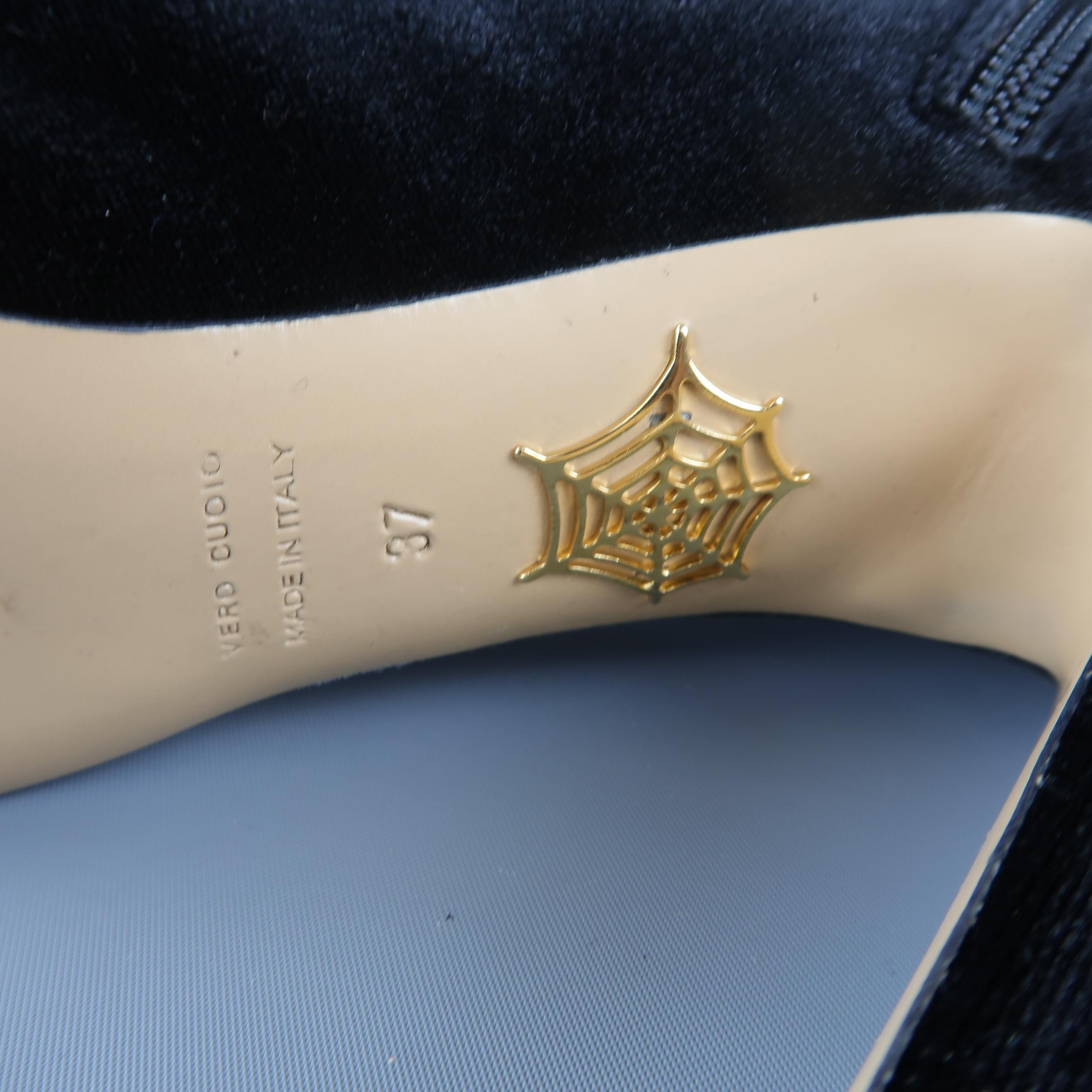 CHARLOTTE OLYMPIA Boots - Size US 7 - Black Velvet Over The Knee Heels 4