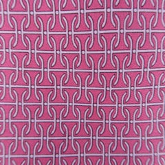 HERMES Tie - Raspberry Purple Interlock H Pattern Silk Neck Tie