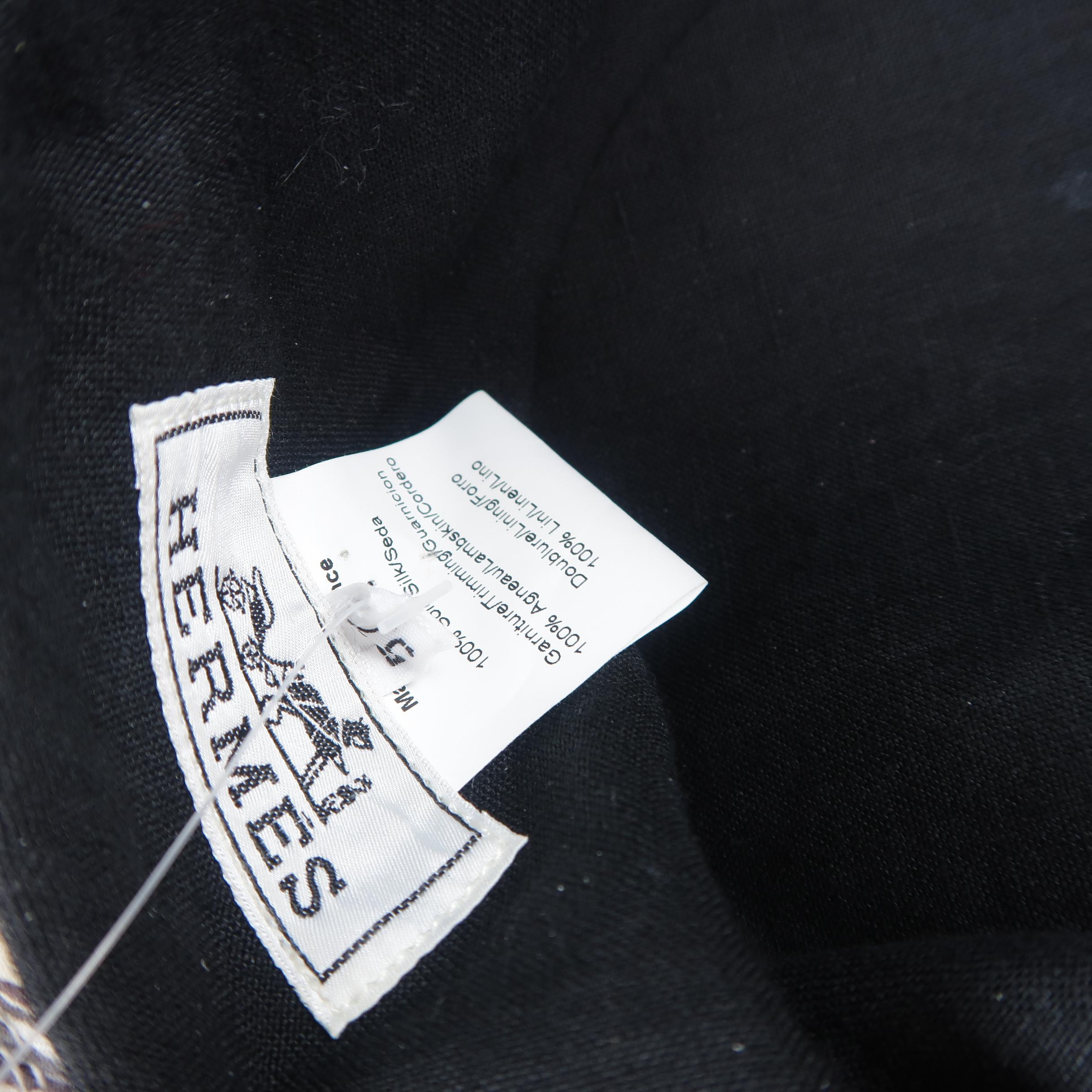 HERMES Hat - Black & White 'MYTHIQUES PHOENIX' Print Silk Beach Butcket Hat 2