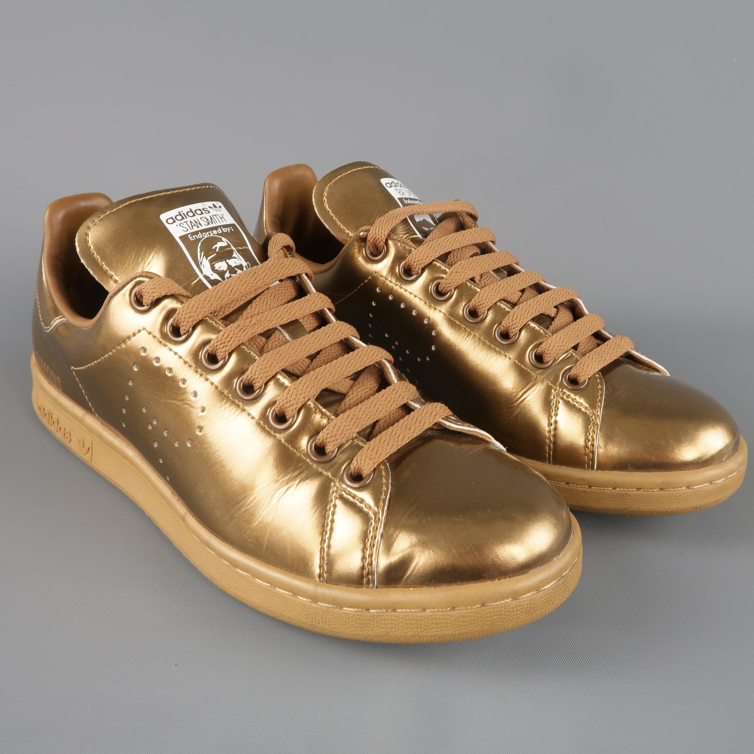 Brown Raf Simons Adidas Copper Metallic Leather Stan Smith Sneakers