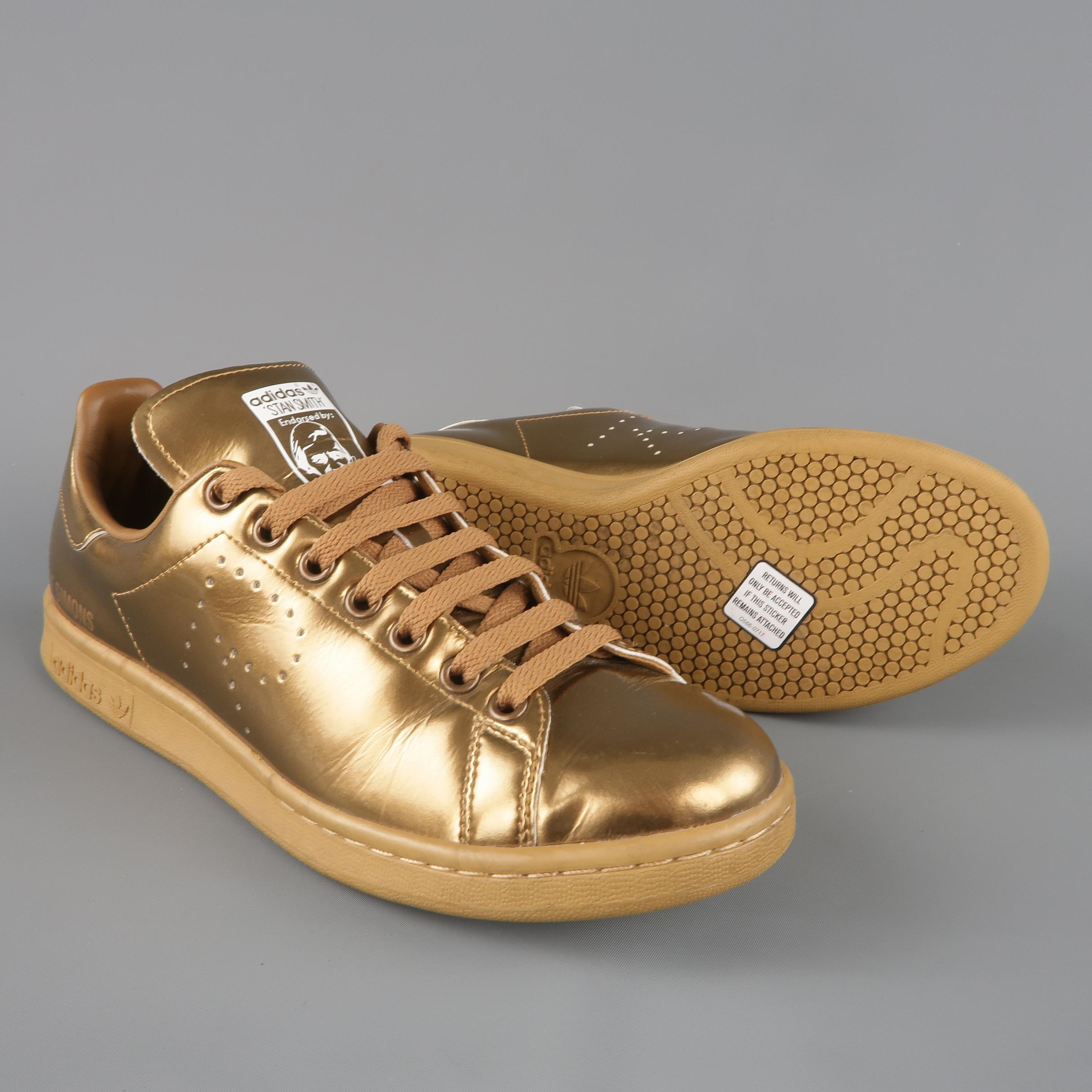 Raf Simons Adidas Copper Metallic Leather Stan Smith Sneakers In Excellent Condition In San Francisco, CA