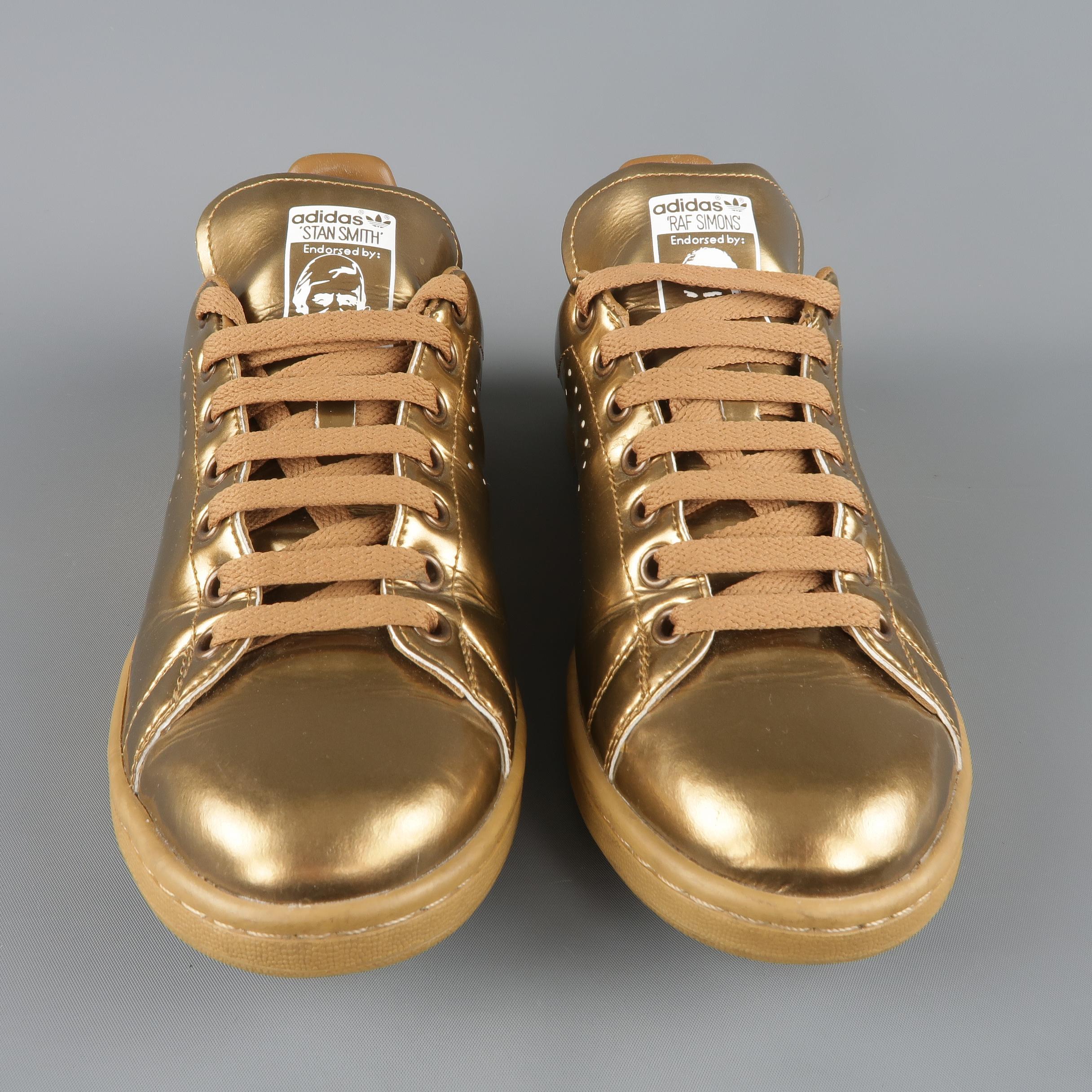 Men's Raf Simons Adidas Copper Metallic Leather Stan Smith Sneakers