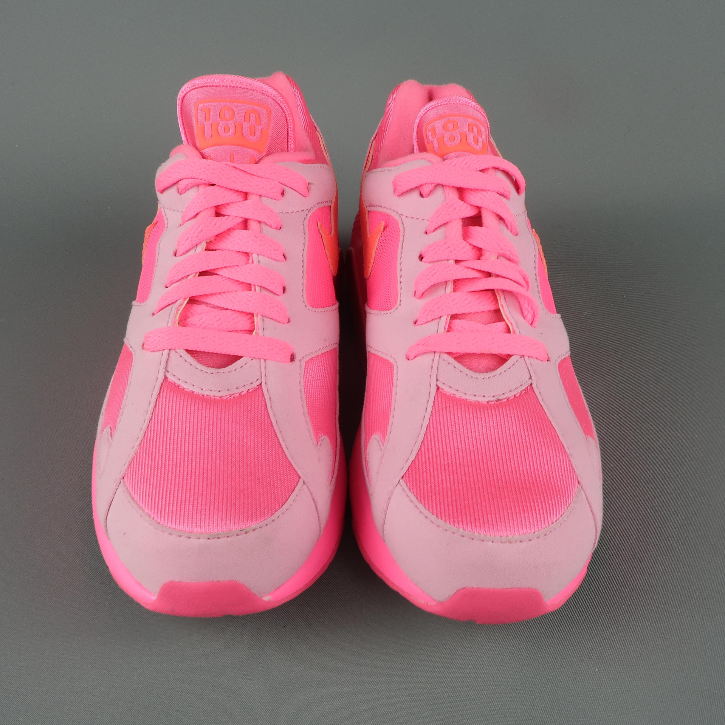 COMME des GARCONS Nike Size 5.5 Neon Pink Nylon Air Max 180 Sneakers Trainers In Excellent Condition In San Francisco, CA