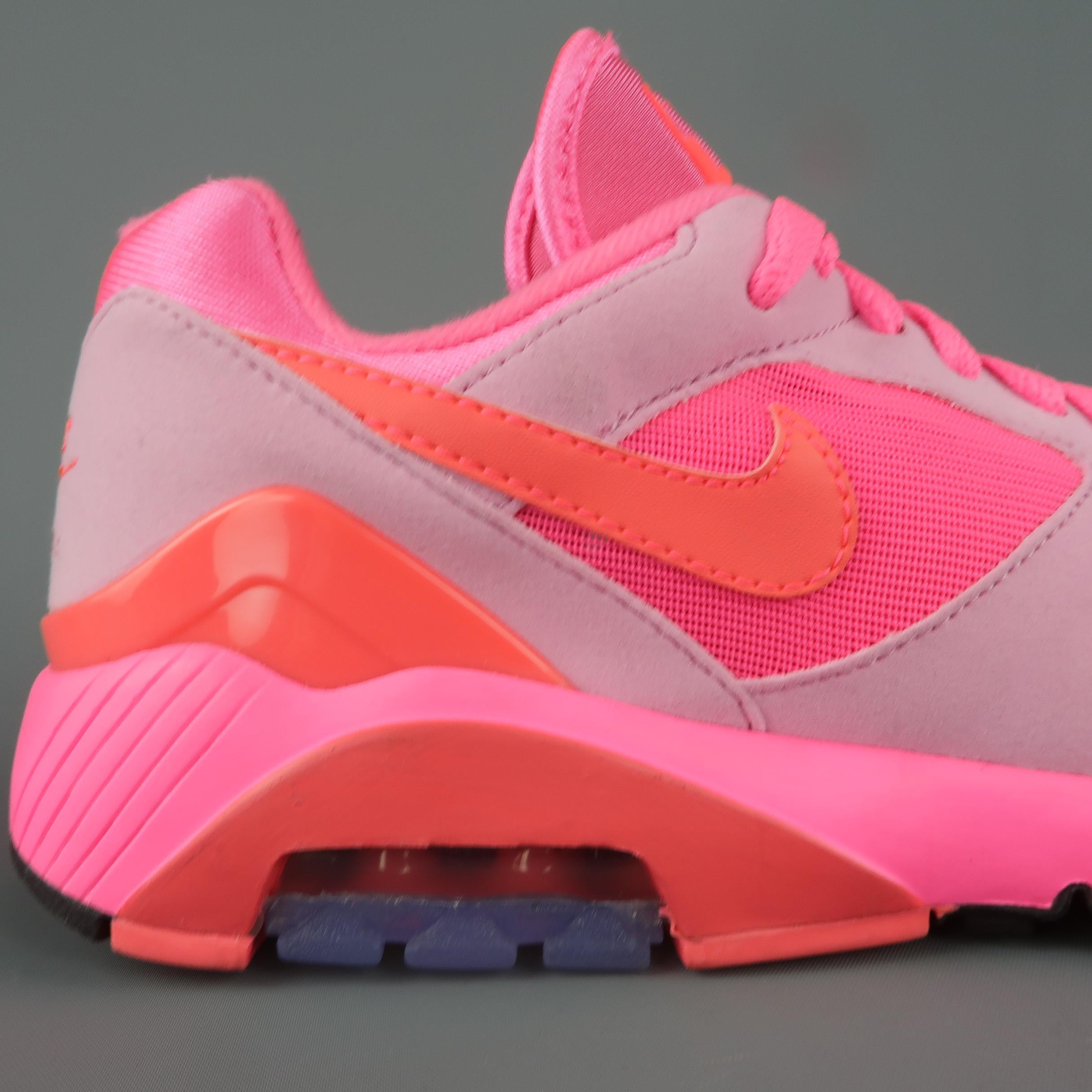 Men's COMME des GARCONS Nike Size 5.5 Neon Pink Nylon Air Max 180 Sneakers Trainers