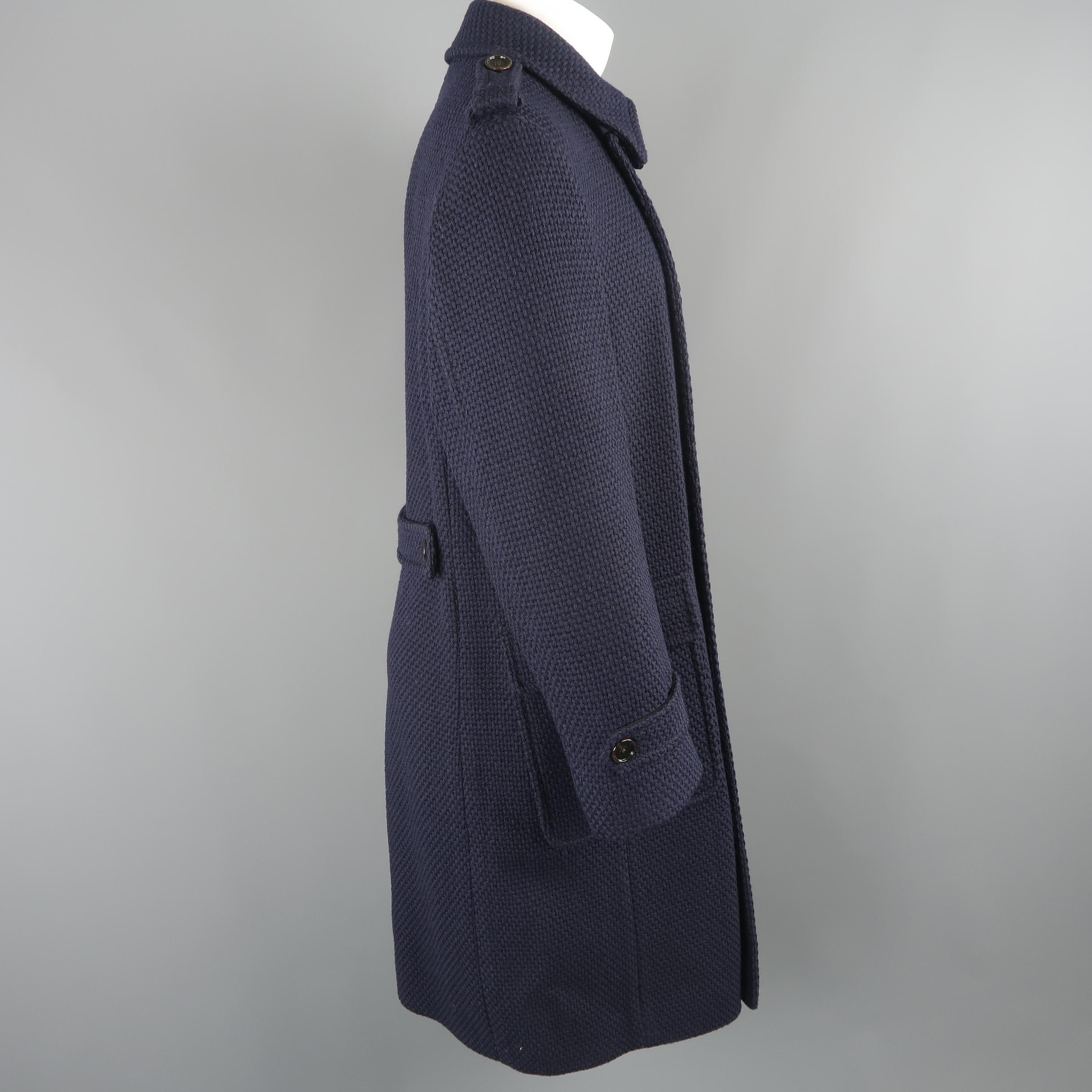 Women's or Men's BOSS HUGO BOSS 42 Navy Woven Wool / Cotton Trench Coat