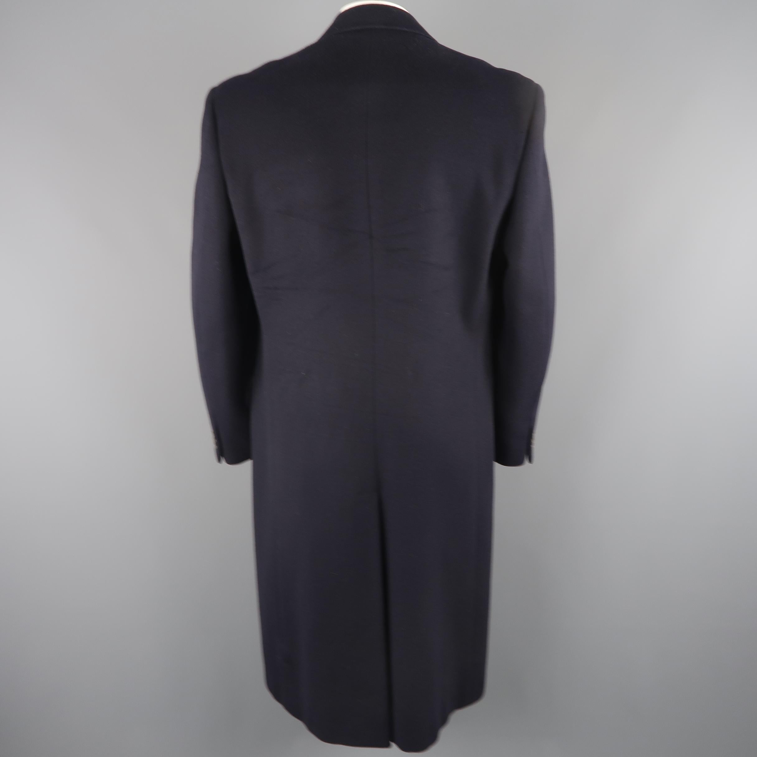 Men's ERMENEGILDO ZEGNA 42 Navy Wool / Cashmere Double Breasted Peak Lapel Coat