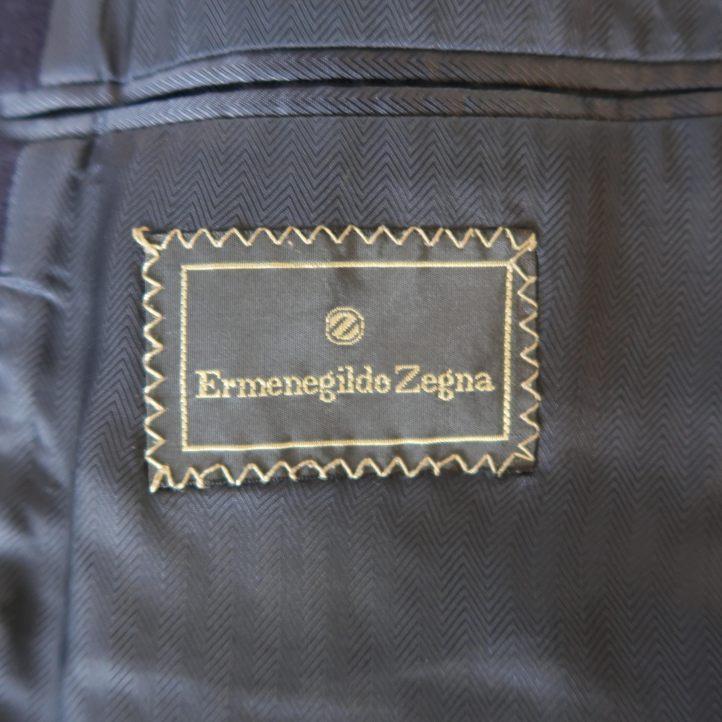 ERMENEGILDO ZEGNA 42 Navy Wool / Cashmere Double Breasted Peak Lapel Coat 1