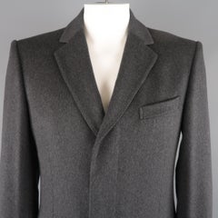 GUCCI Coat - Size US40 Dark Gray Wool Hidden Placket Notch Lapel Coat