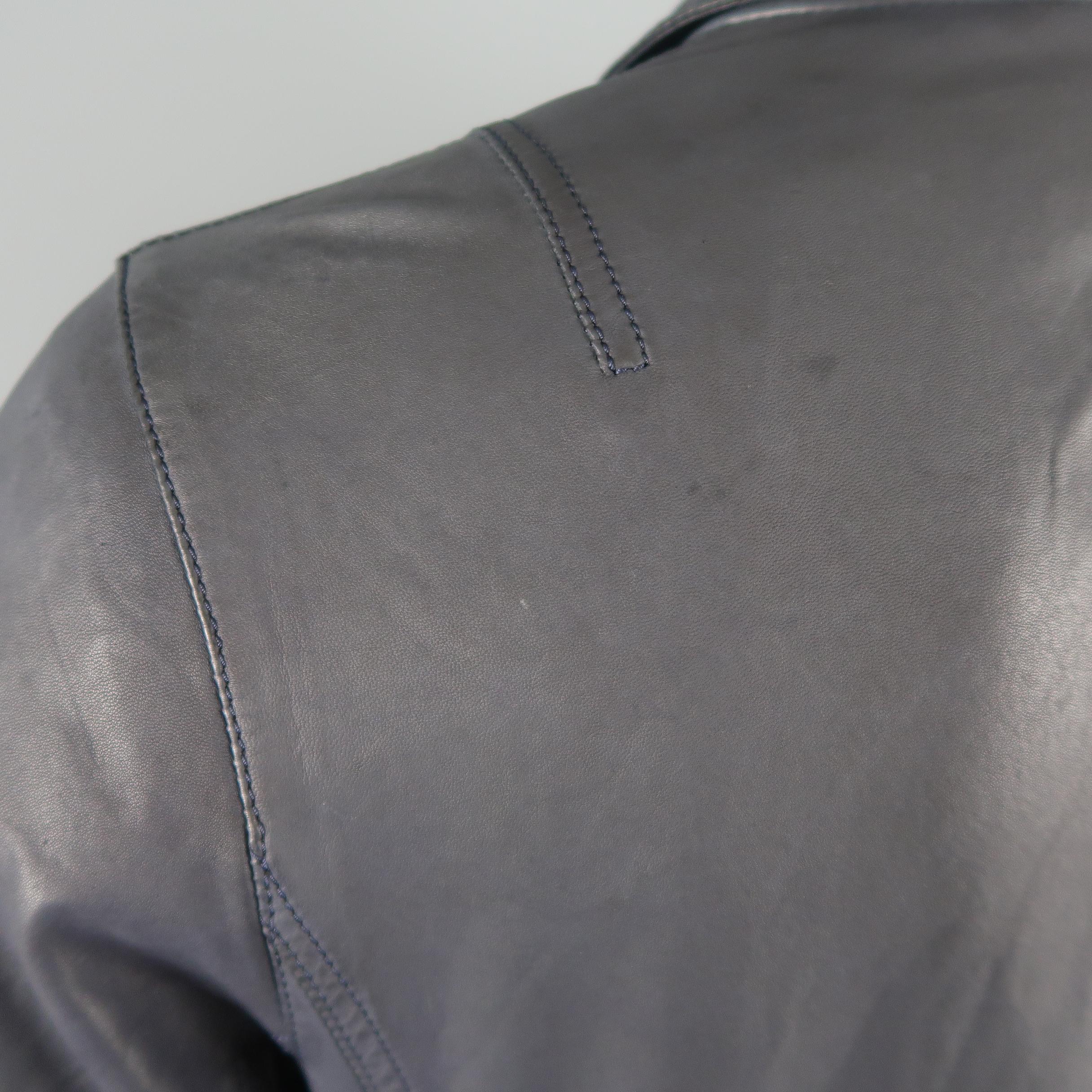 NEIL BARRETT Jacket M Navy Leather Double Breasted Sport Coat Jacket 4