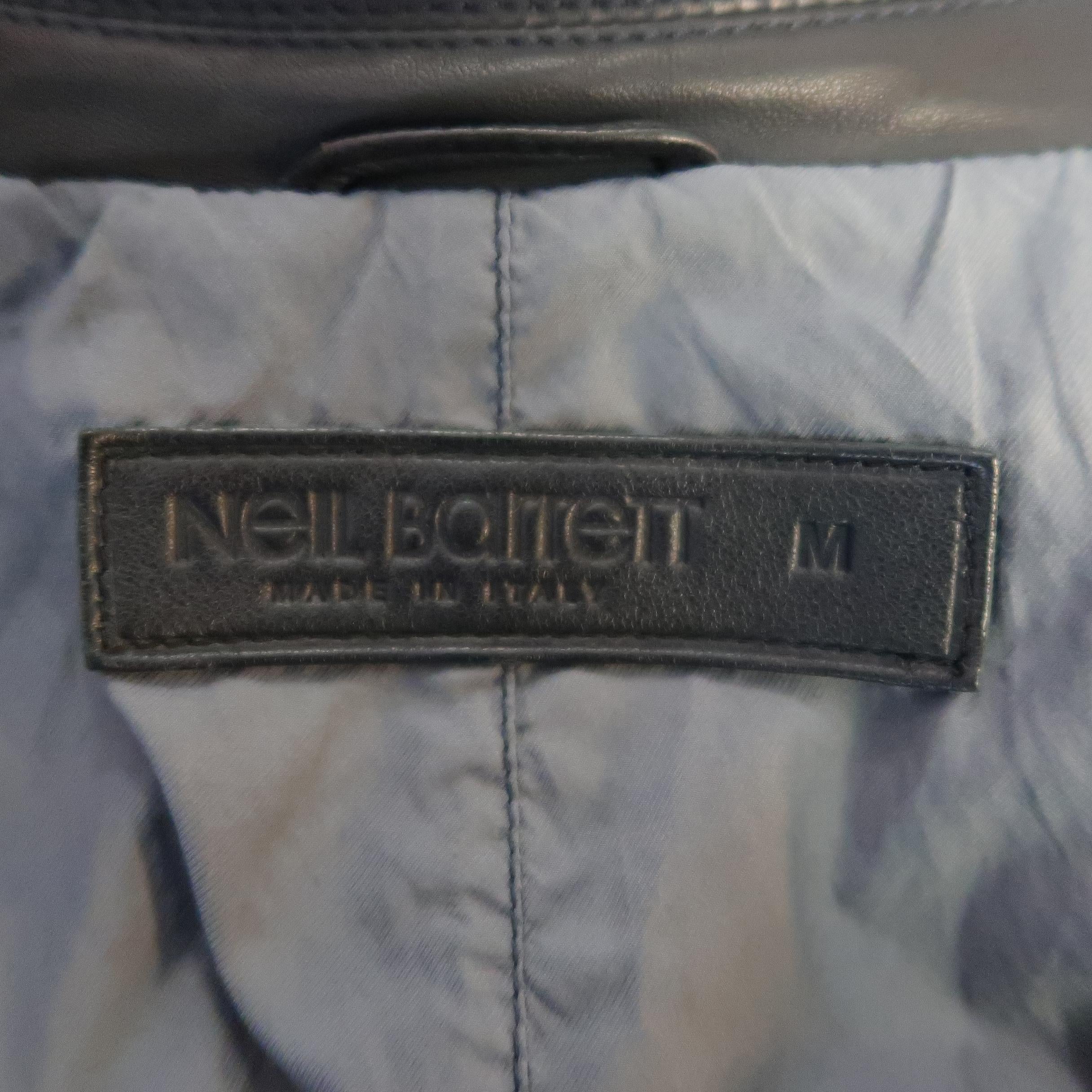 NEIL BARRETT Jacket M Navy Leather Double Breasted Sport Coat Jacket 5