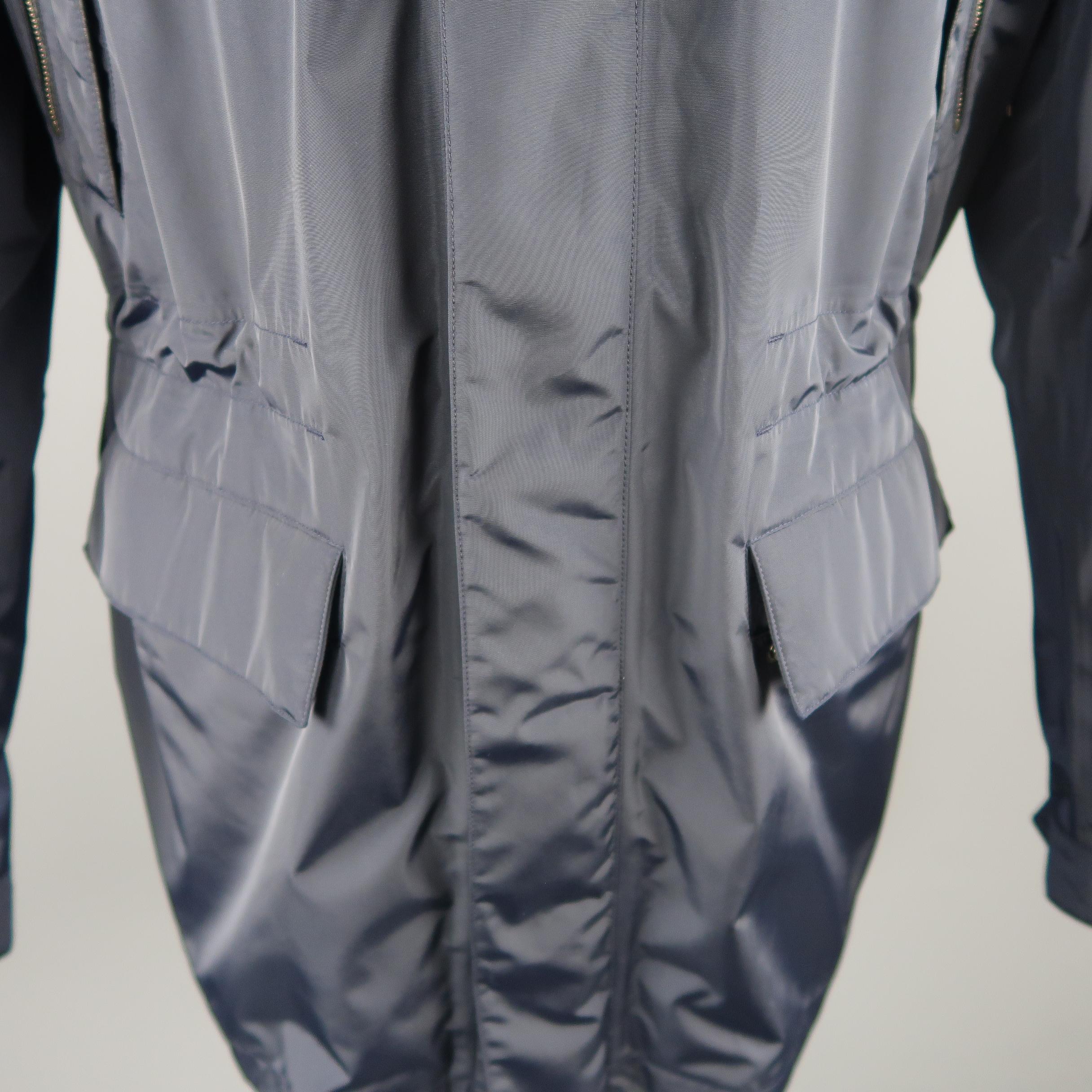 ZEGNA SPORT XL Navy Zip Parka Jacket With Detachable Vest Layer Coat In Excellent Condition In San Francisco, CA