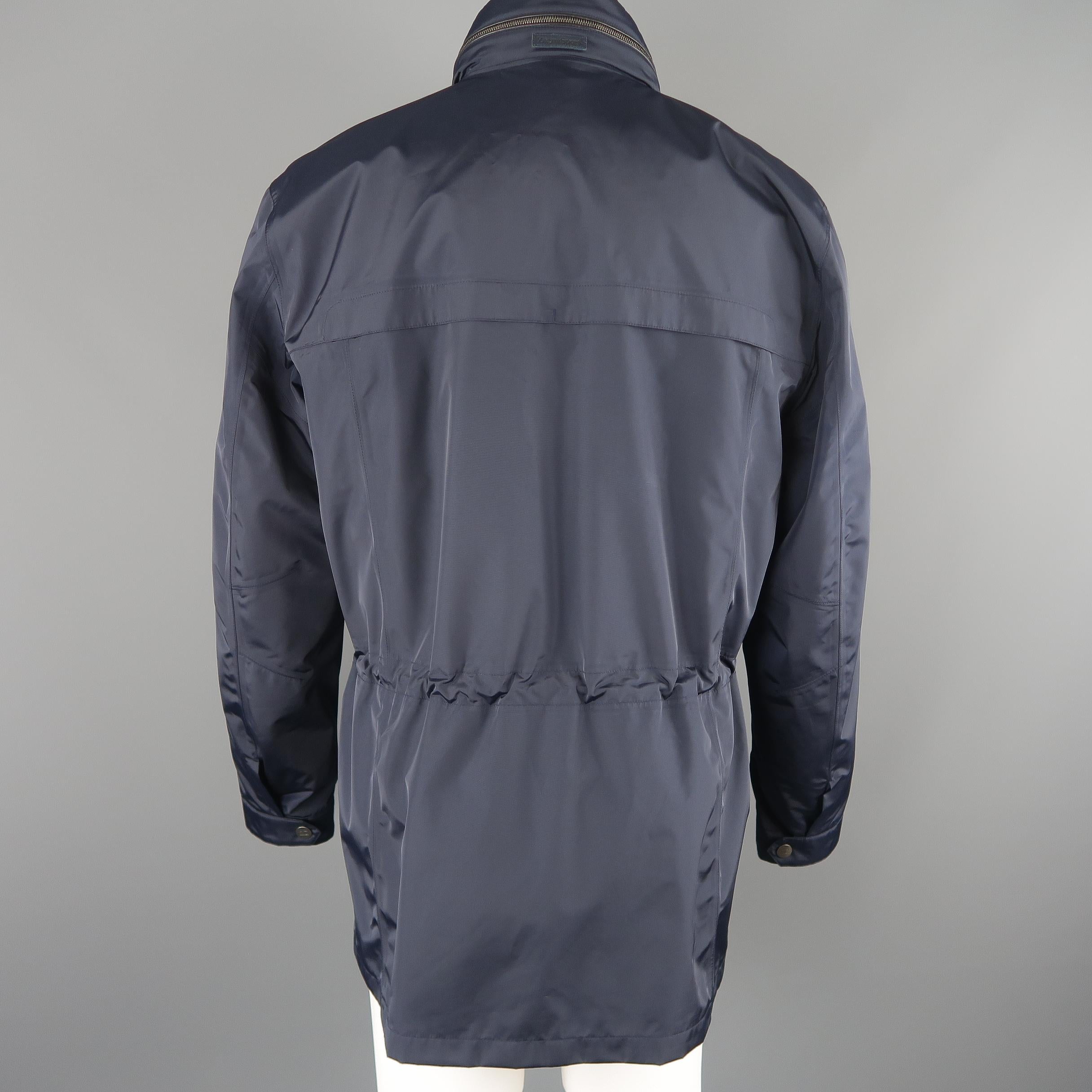 Men's ZEGNA SPORT XL Navy Zip Parka Jacket With Detachable Vest Layer Coat