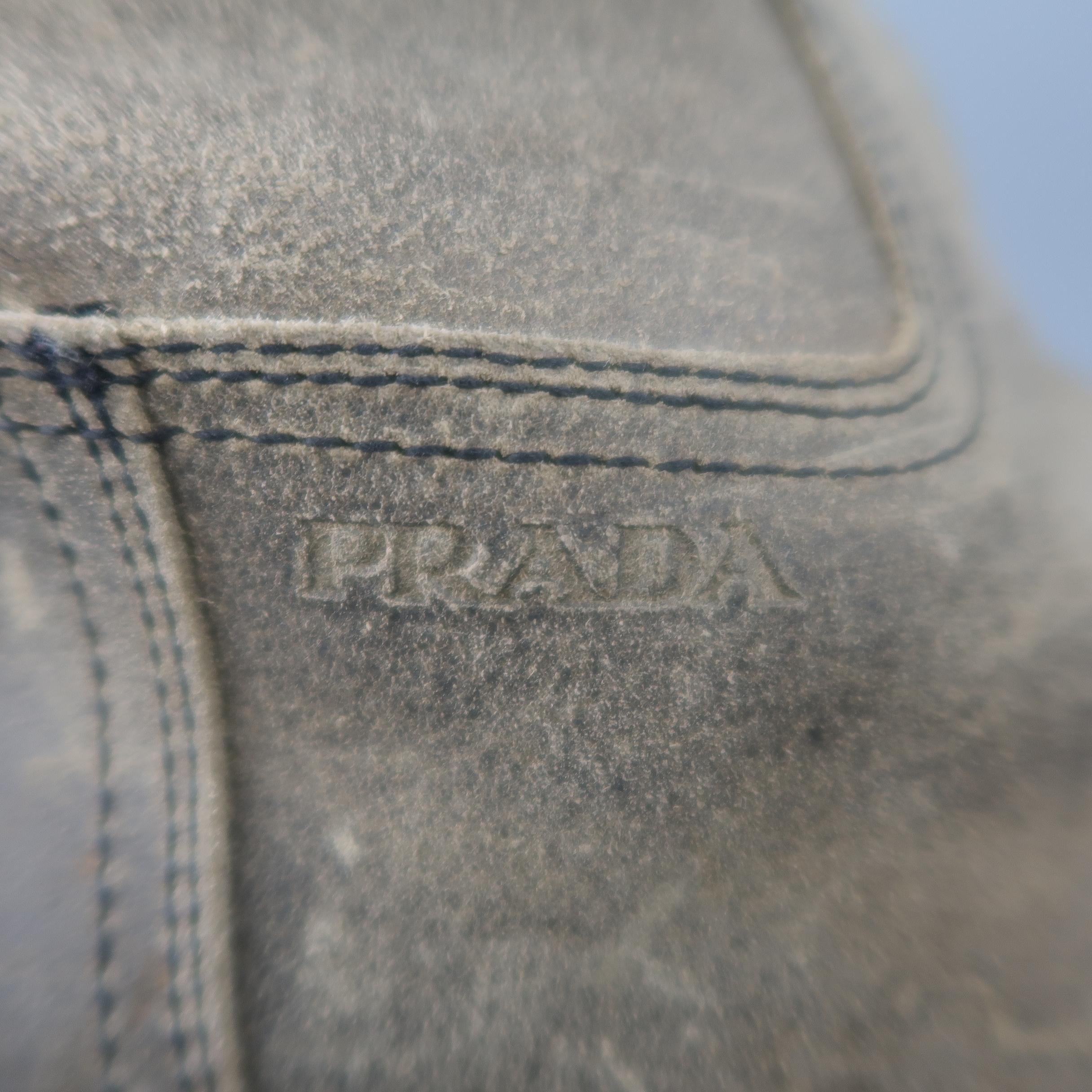 Prada Beige Distressed Suede Rubber Sole Calf Boot / Shoes 1