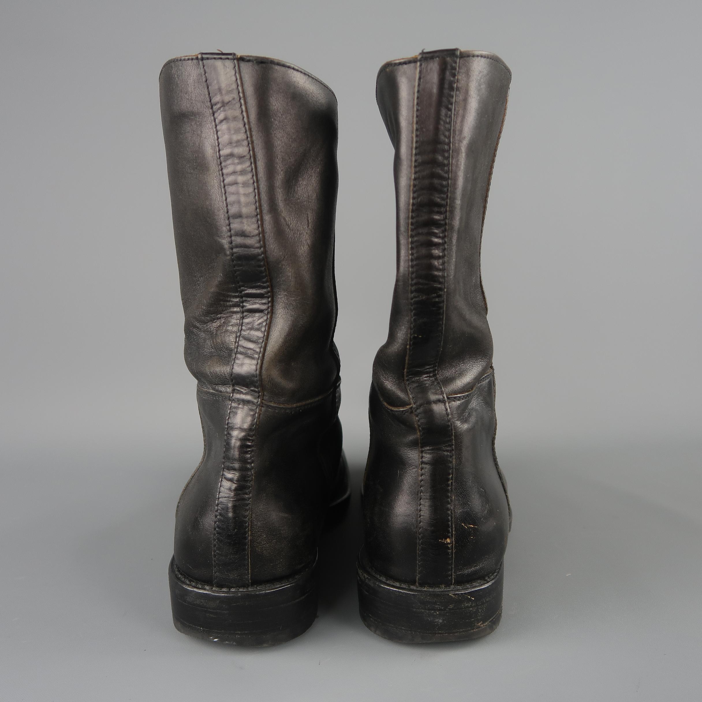 Yves Saint Laurent Black Leather Biker Boots / Shoes 3