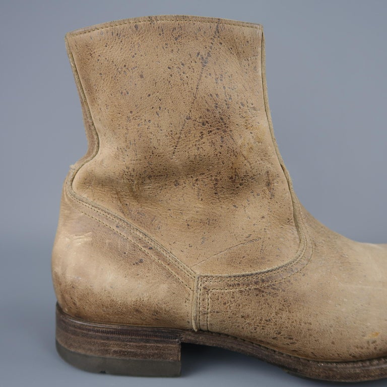 N.D.C. Beige Distressed Leather Rubber Sole Ankle Boots at 1stDibs | ndc  boots, distressed leather ankle boots, n.d.c. boots